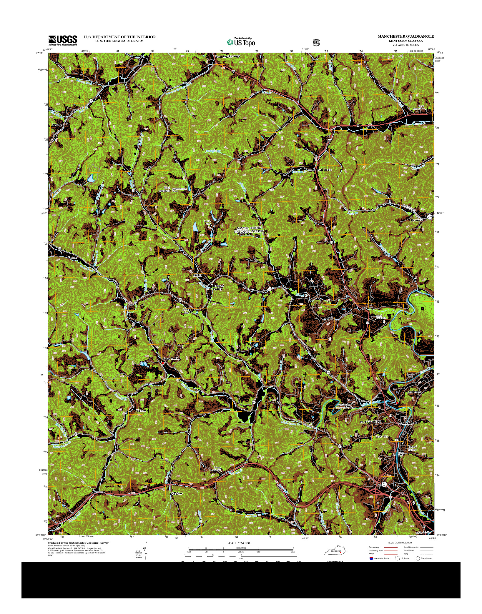 USGS US TOPO 7.5-MINUTE MAP FOR MANCHESTER, KY 2013