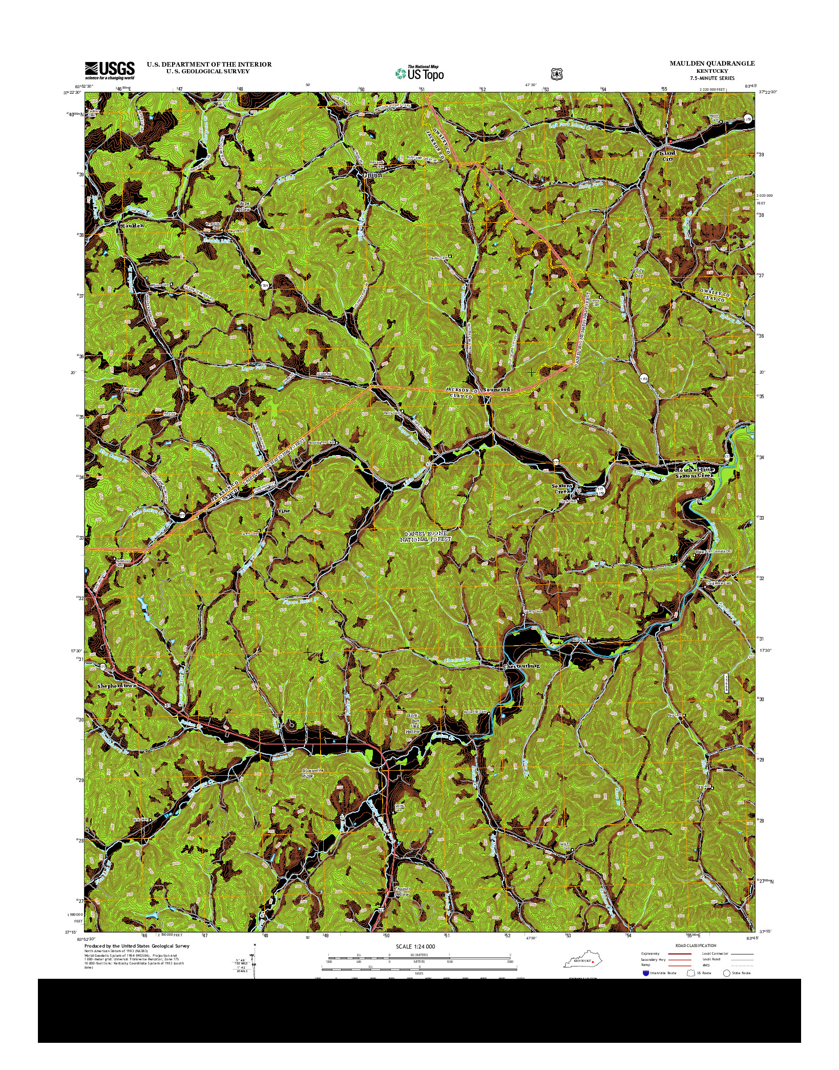 USGS US TOPO 7.5-MINUTE MAP FOR MAULDEN, KY 2013