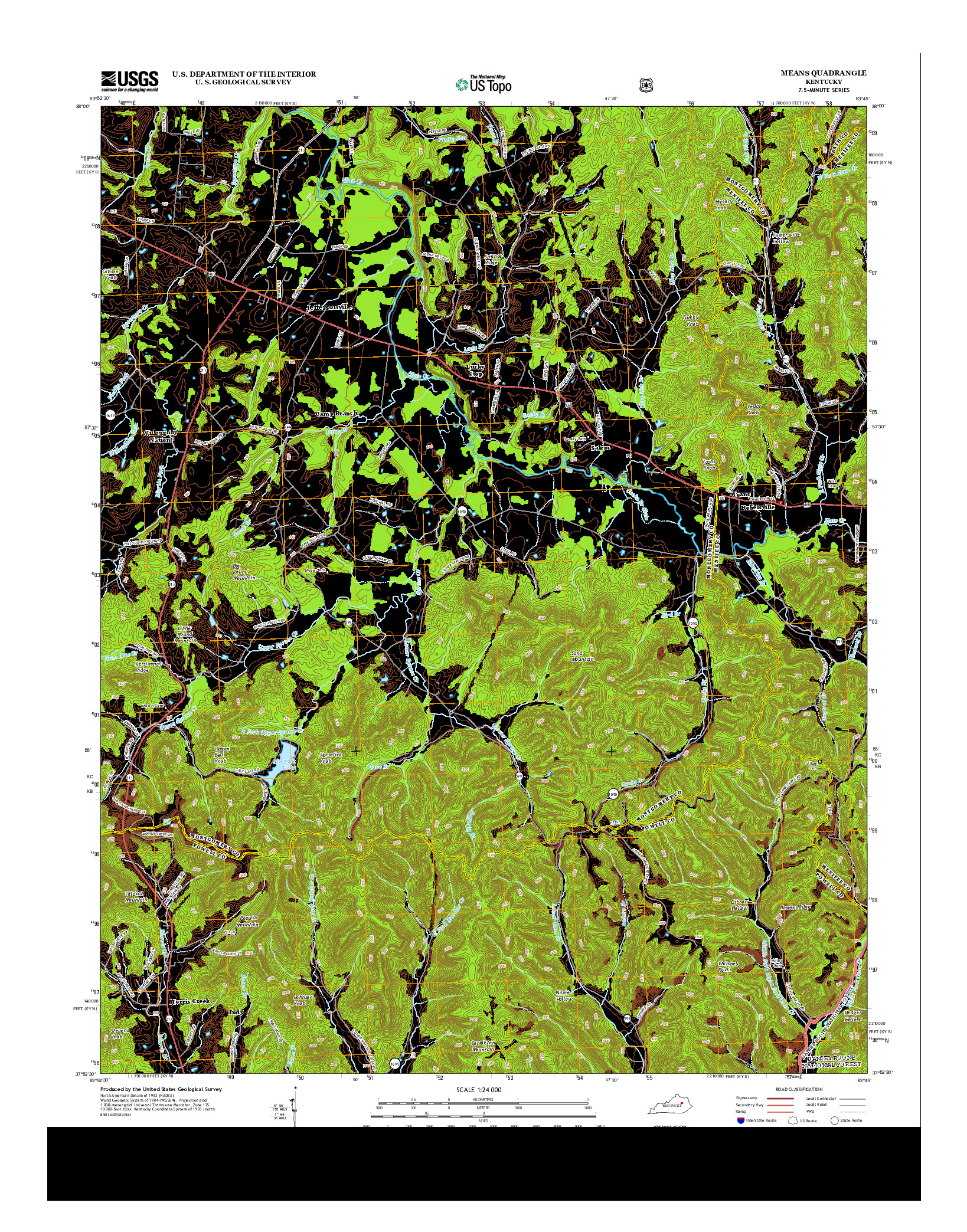 USGS US TOPO 7.5-MINUTE MAP FOR MEANS, KY 2013