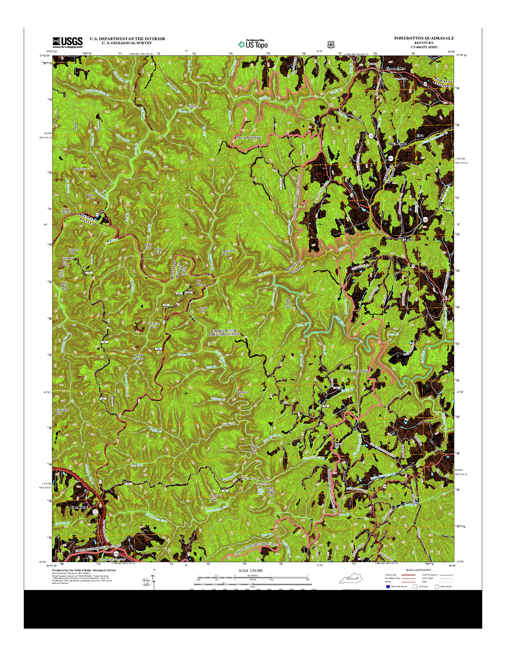 USGS US TOPO 7.5-MINUTE MAP FOR POMEROYTON, KY 2013