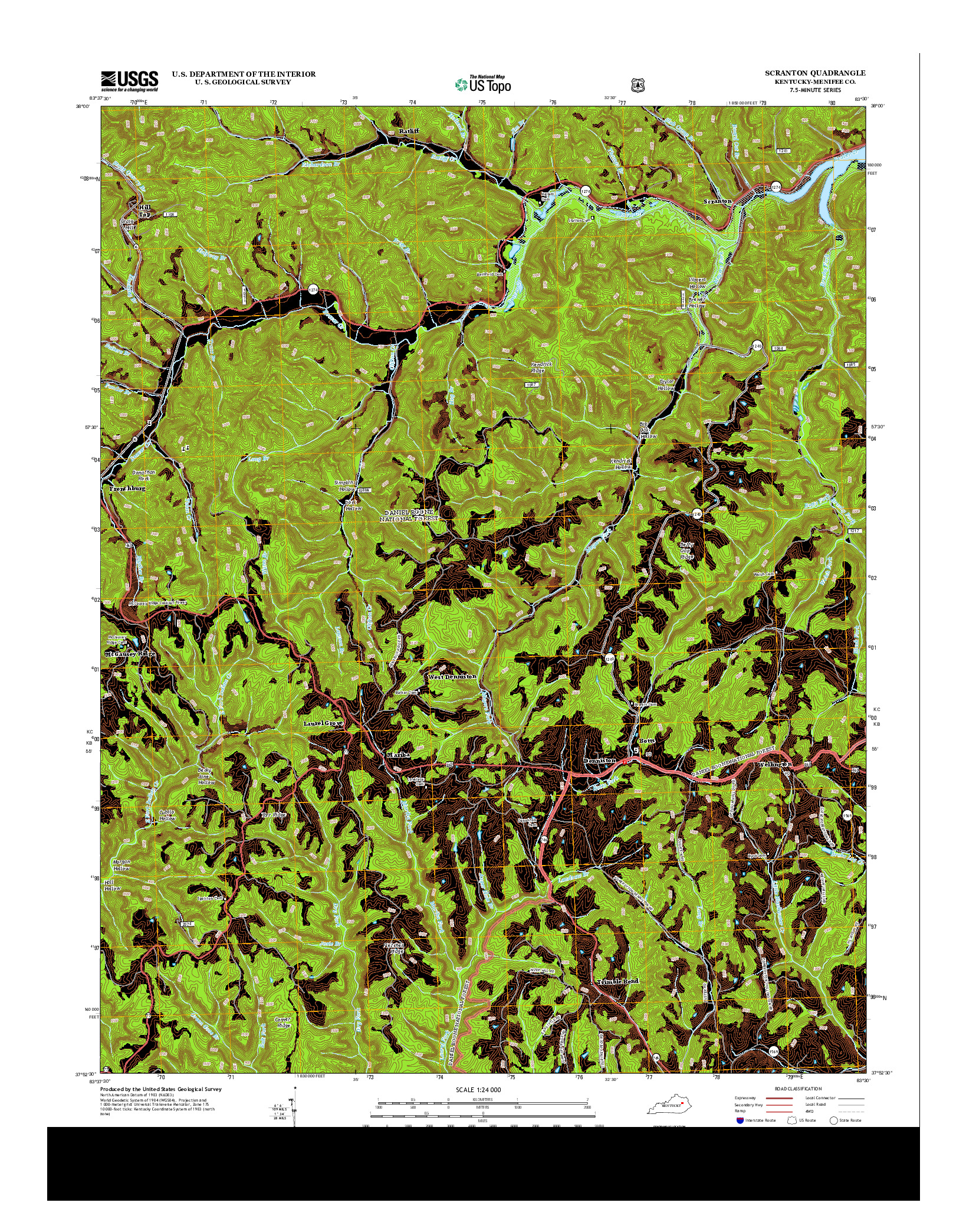 USGS US TOPO 7.5-MINUTE MAP FOR SCRANTON, KY 2013