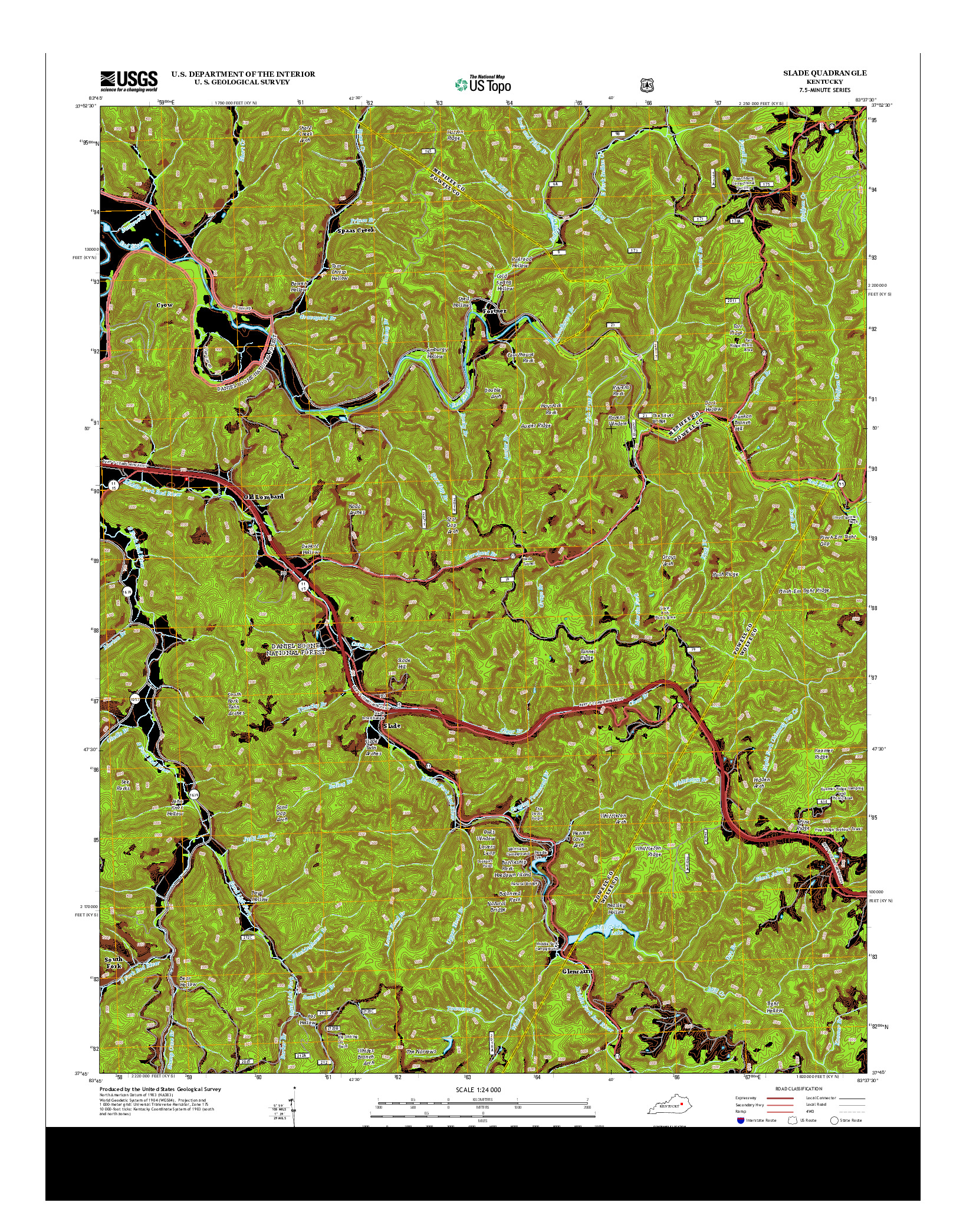 USGS US TOPO 7.5-MINUTE MAP FOR SLADE, KY 2013