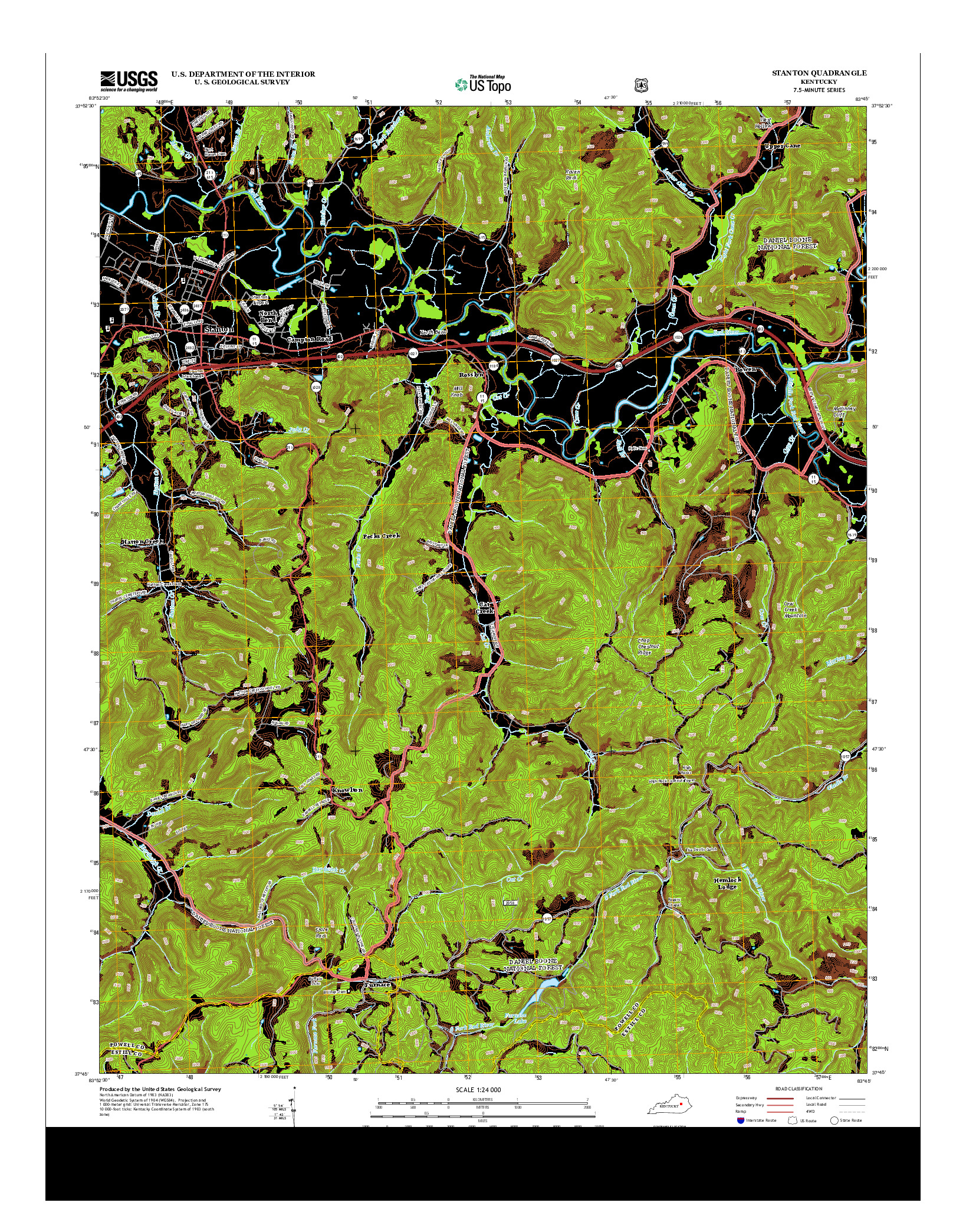 USGS US TOPO 7.5-MINUTE MAP FOR STANTON, KY 2013