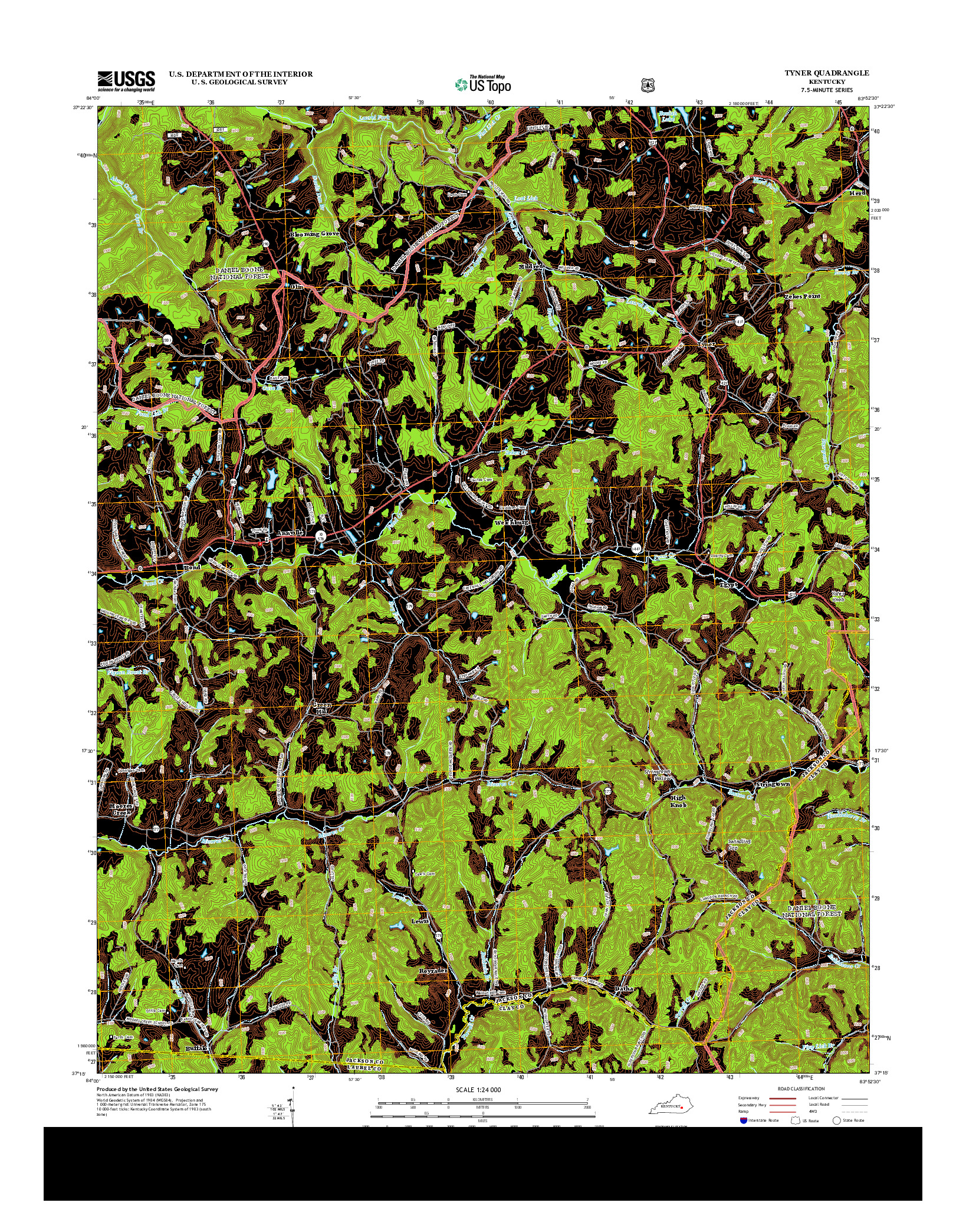 USGS US TOPO 7.5-MINUTE MAP FOR TYNER, KY 2013