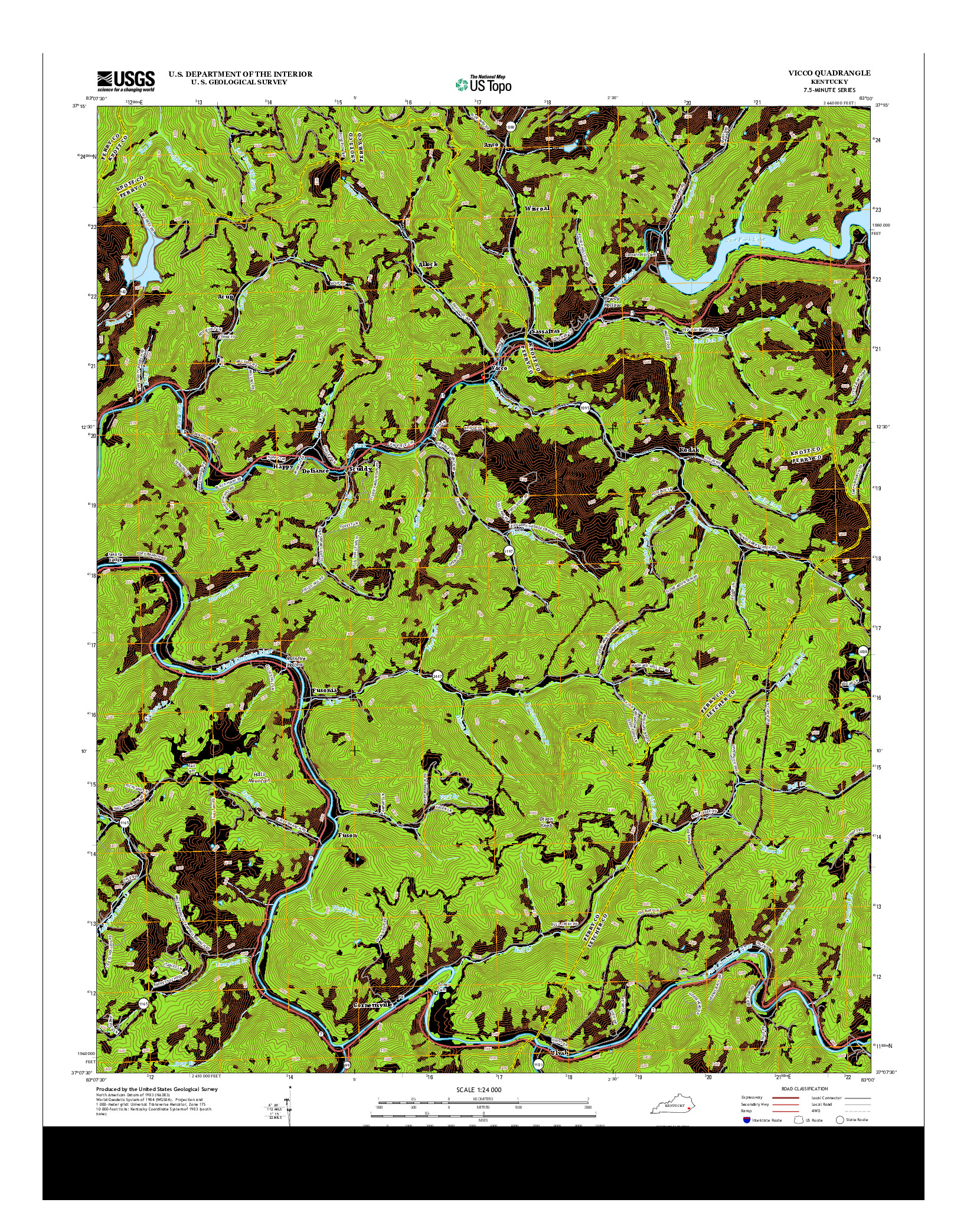 USGS US TOPO 7.5-MINUTE MAP FOR VICCO, KY 2013