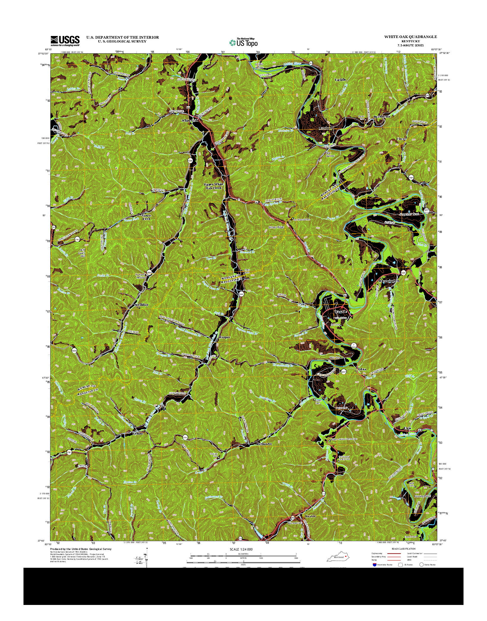 USGS US TOPO 7.5-MINUTE MAP FOR WHITE OAK, KY 2013