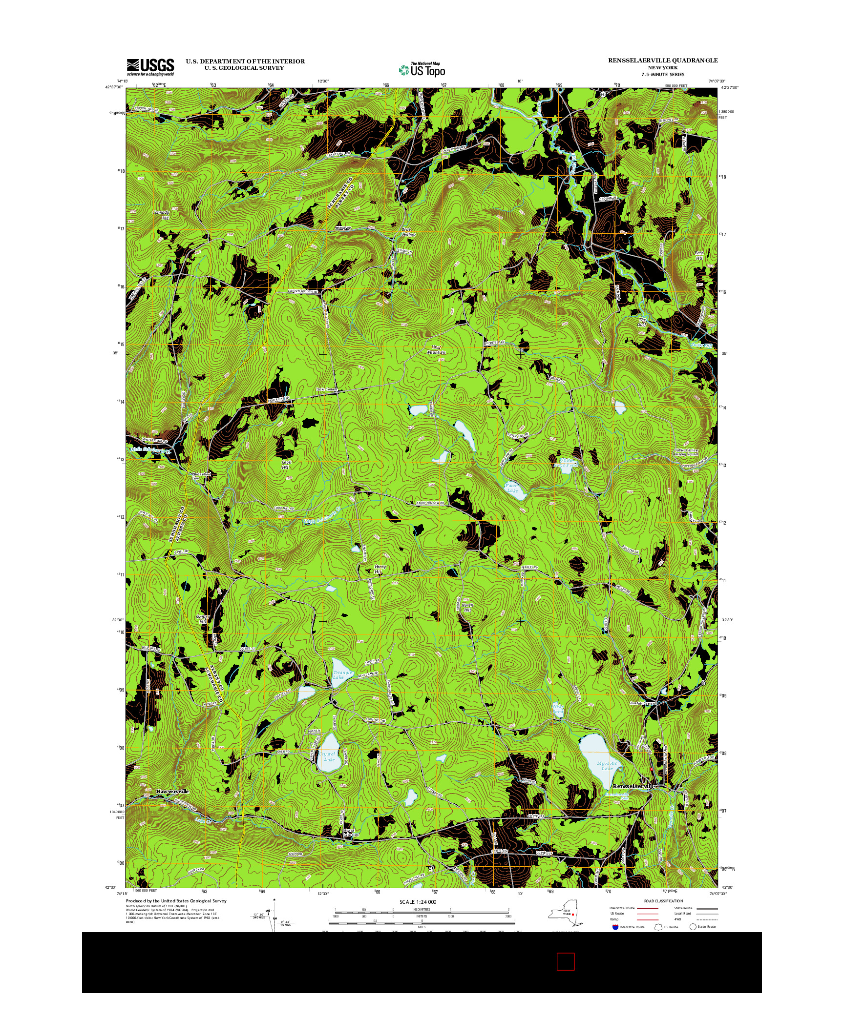 USGS US TOPO 7.5-MINUTE MAP FOR RENSSELAERVILLE, NY 2013