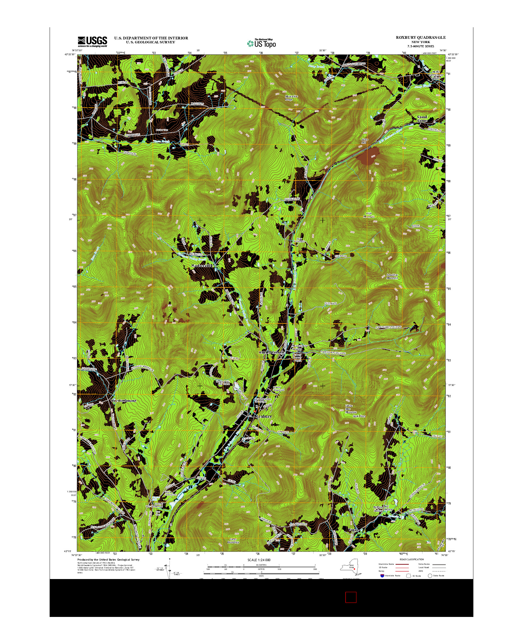 USGS US TOPO 7.5-MINUTE MAP FOR ROXBURY, NY 2013