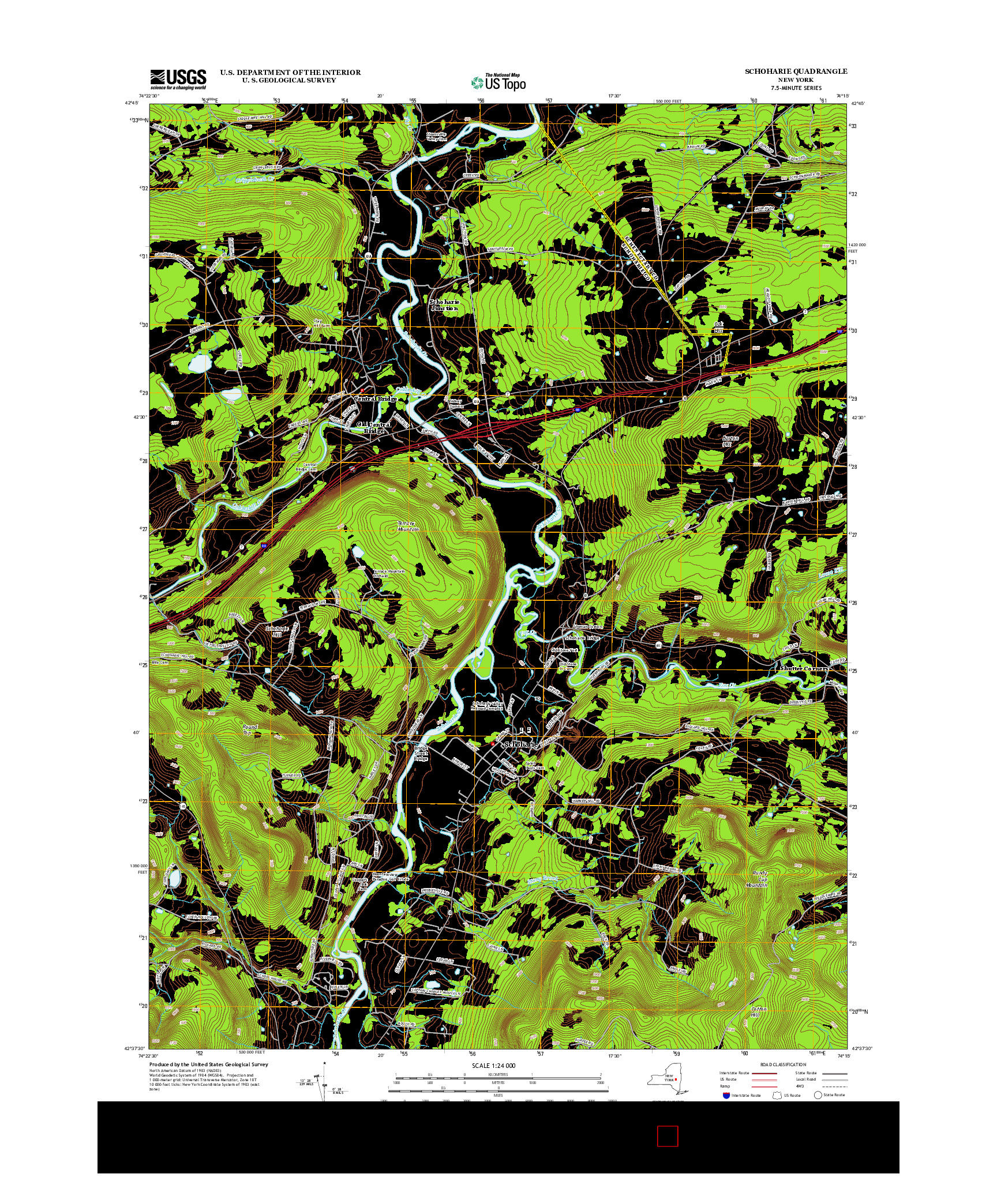 USGS US TOPO 7.5-MINUTE MAP FOR SCHOHARIE, NY 2013