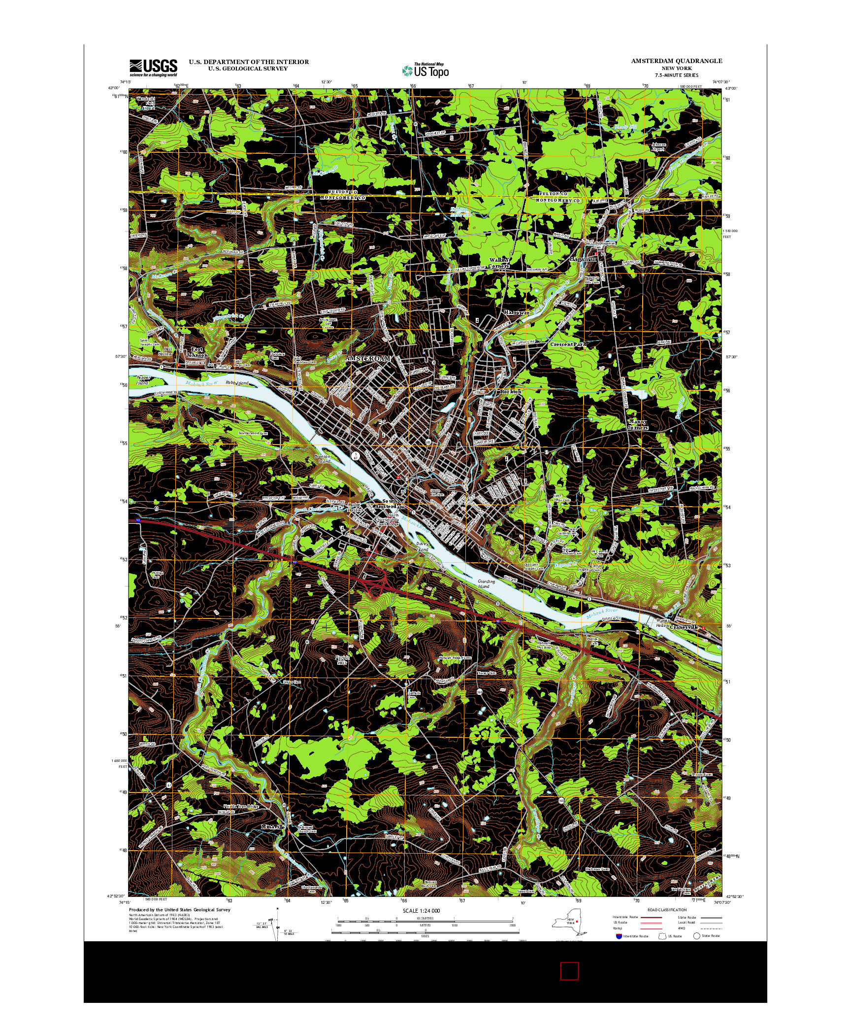 USGS US TOPO 7.5-MINUTE MAP FOR AMSTERDAM, NY 2013