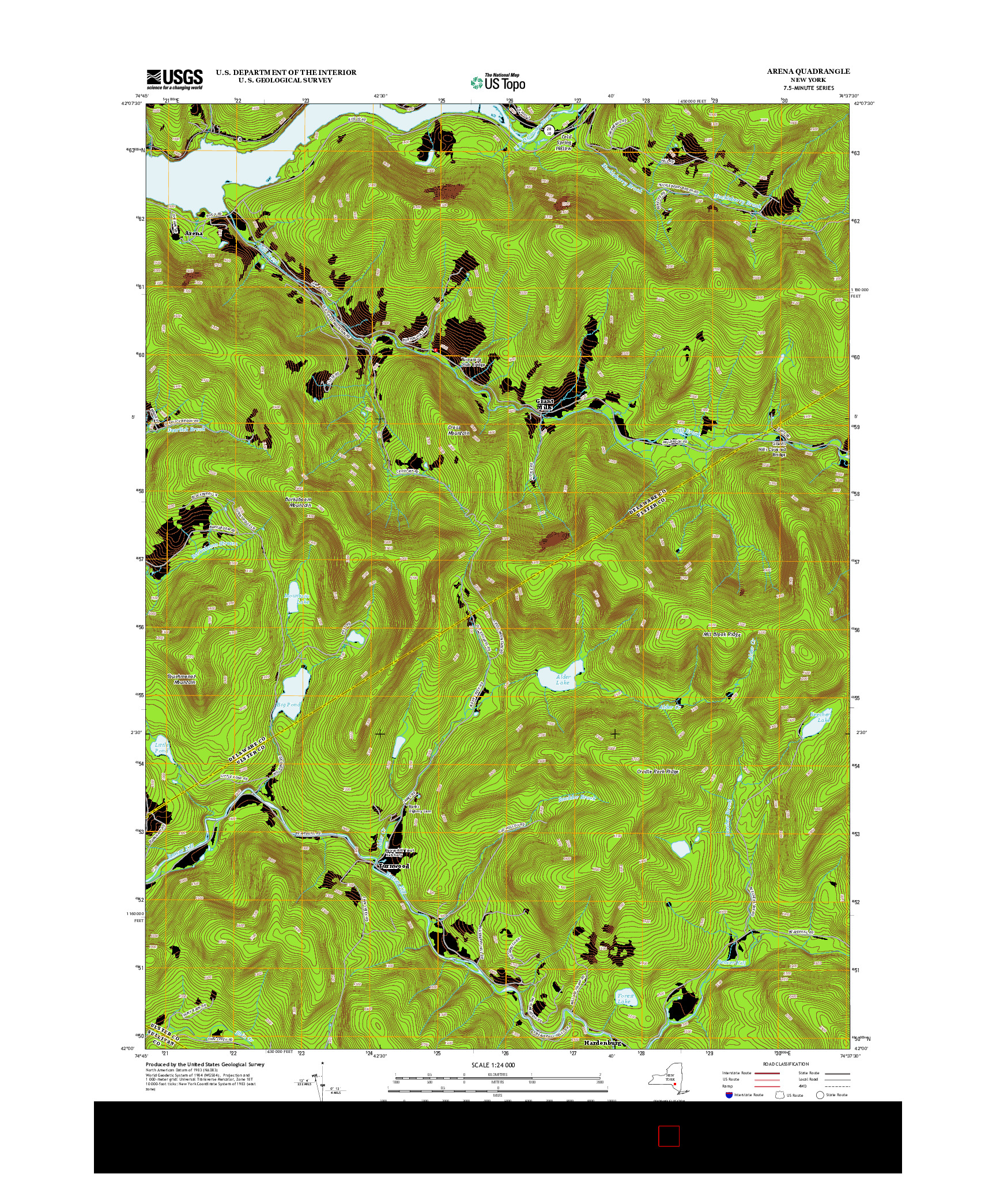 USGS US TOPO 7.5-MINUTE MAP FOR ARENA, NY 2013
