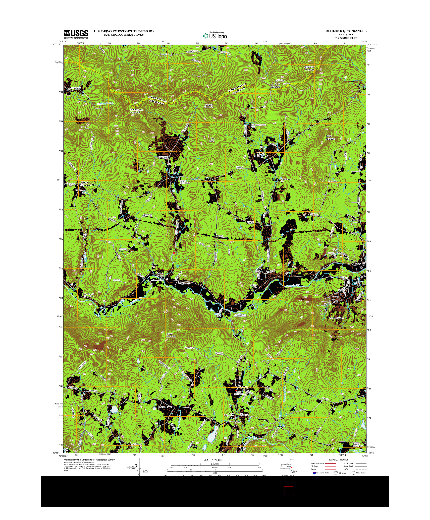 USGS US TOPO 7.5-MINUTE MAP FOR ASHLAND, NY 2013
