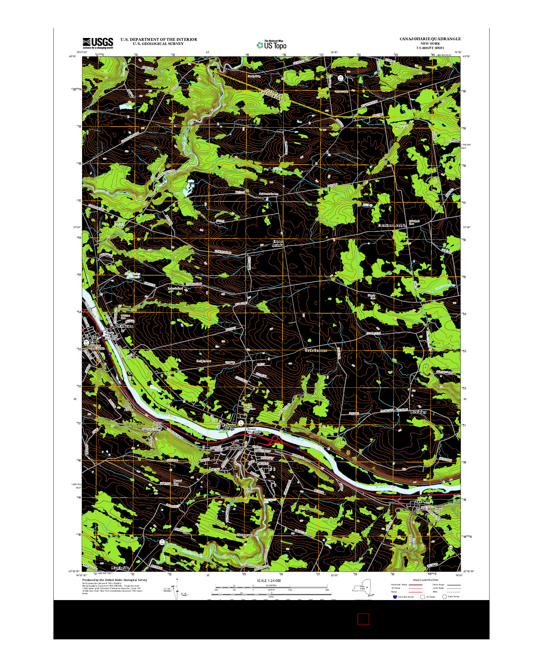 USGS US TOPO 7.5-MINUTE MAP FOR CANAJOHARIE, NY 2013