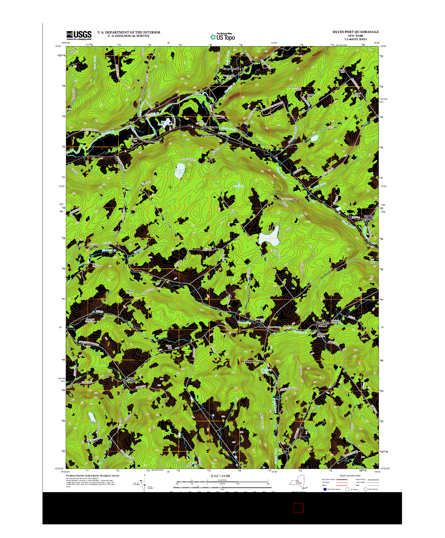USGS US TOPO 7.5-MINUTE MAP FOR DAVENPORT, NY 2013