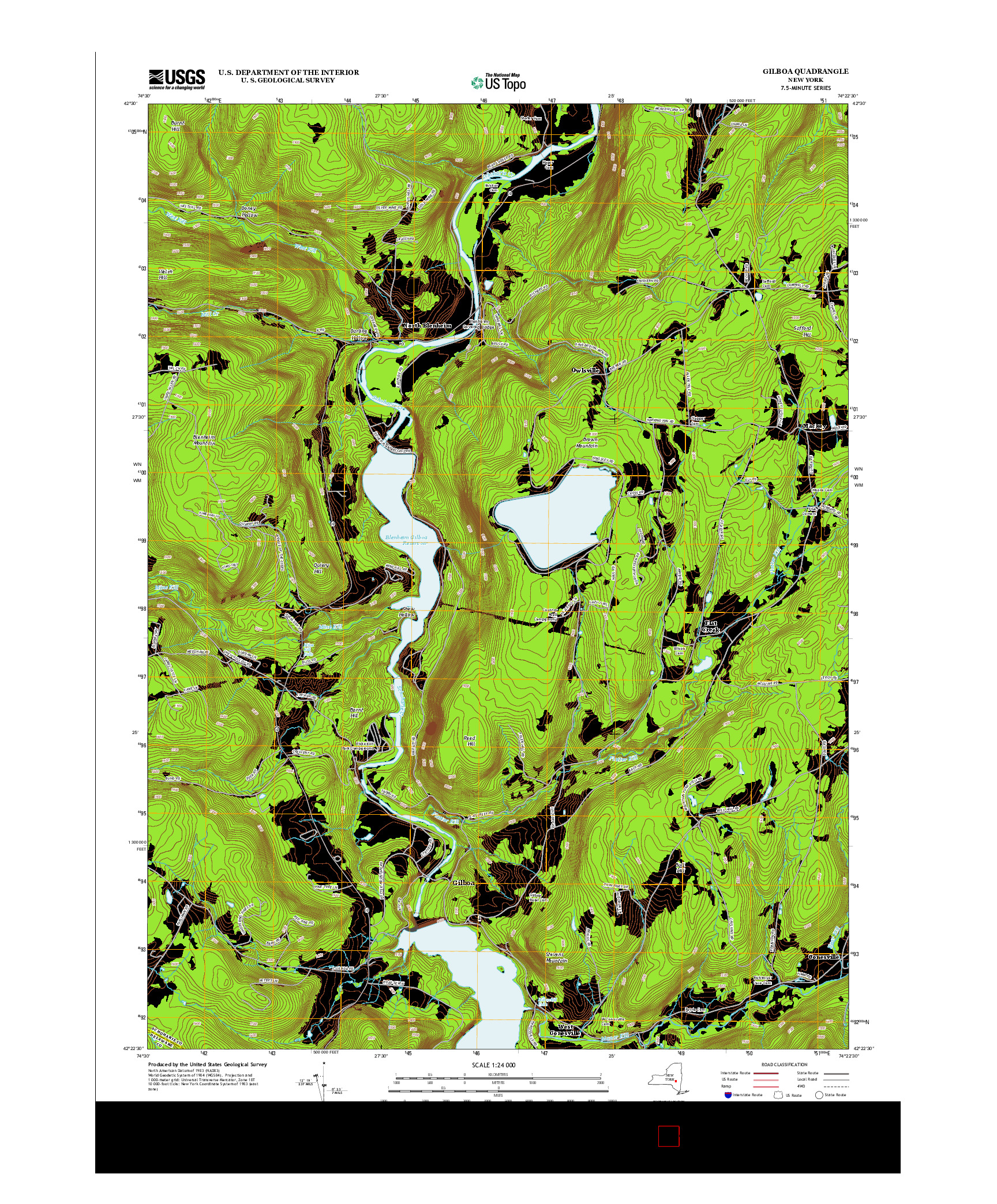 USGS US TOPO 7.5-MINUTE MAP FOR GILBOA, NY 2013