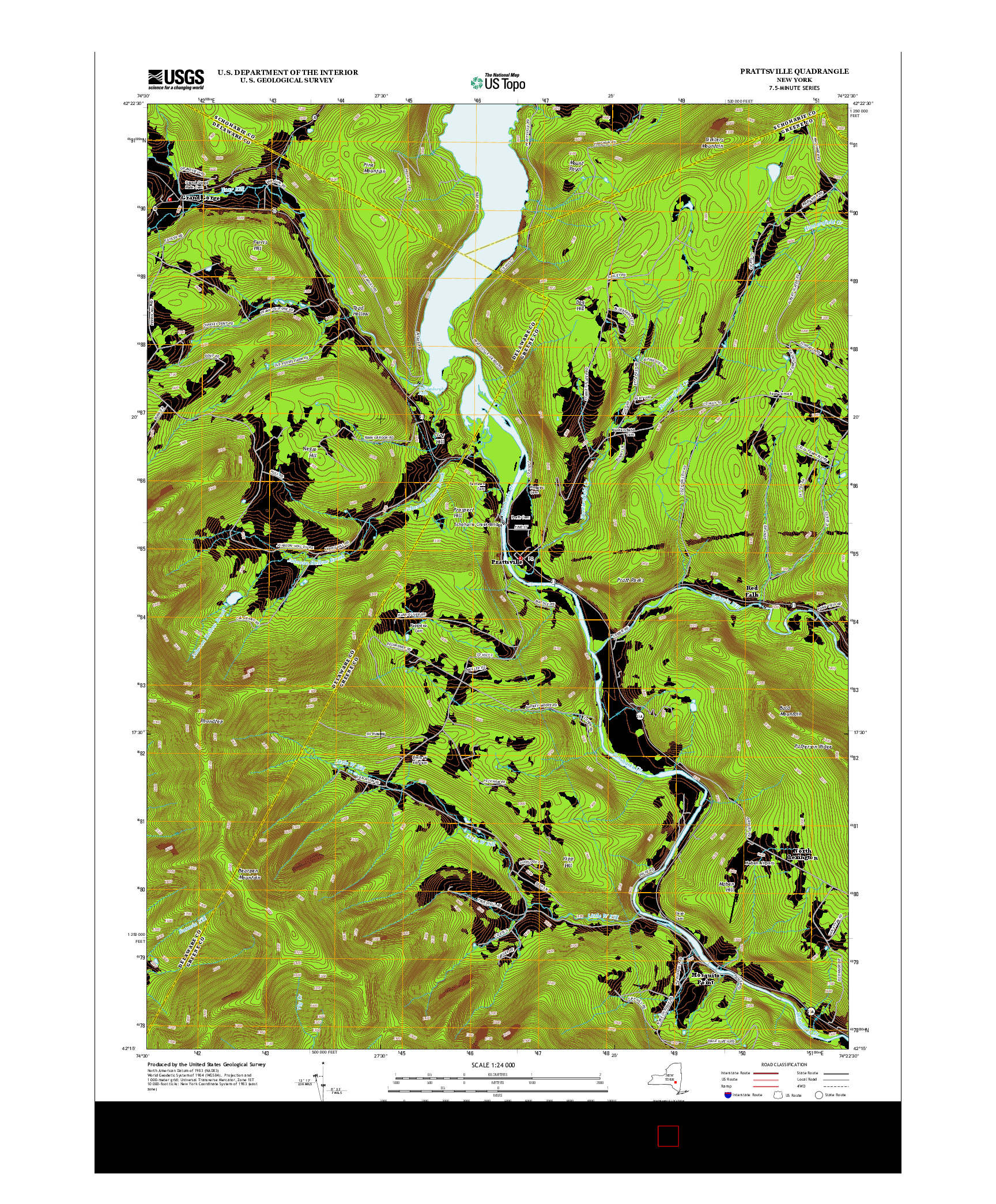USGS US TOPO 7.5-MINUTE MAP FOR PRATTSVILLE, NY 2013