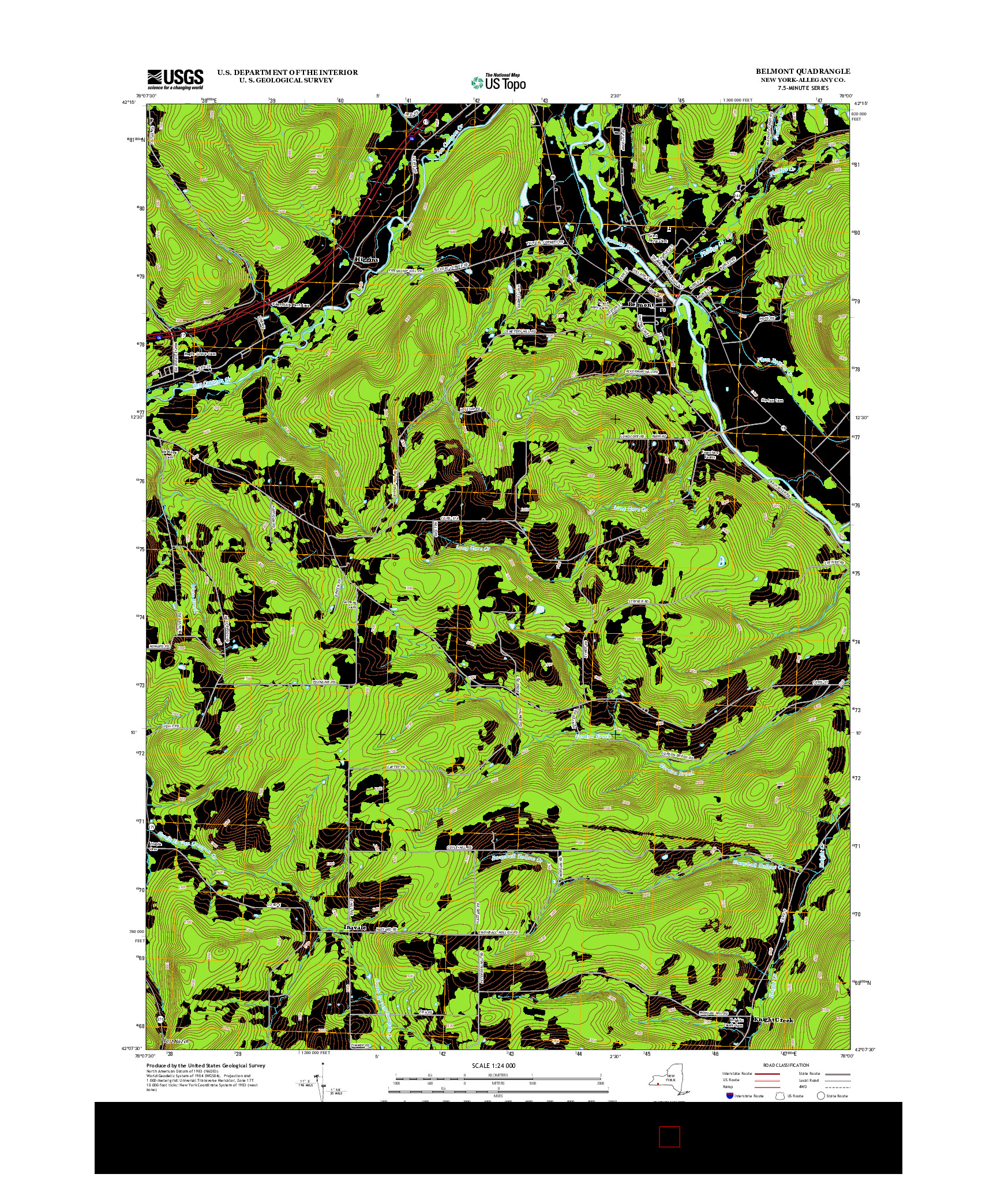 USGS US TOPO 7.5-MINUTE MAP FOR BELMONT, NY 2013