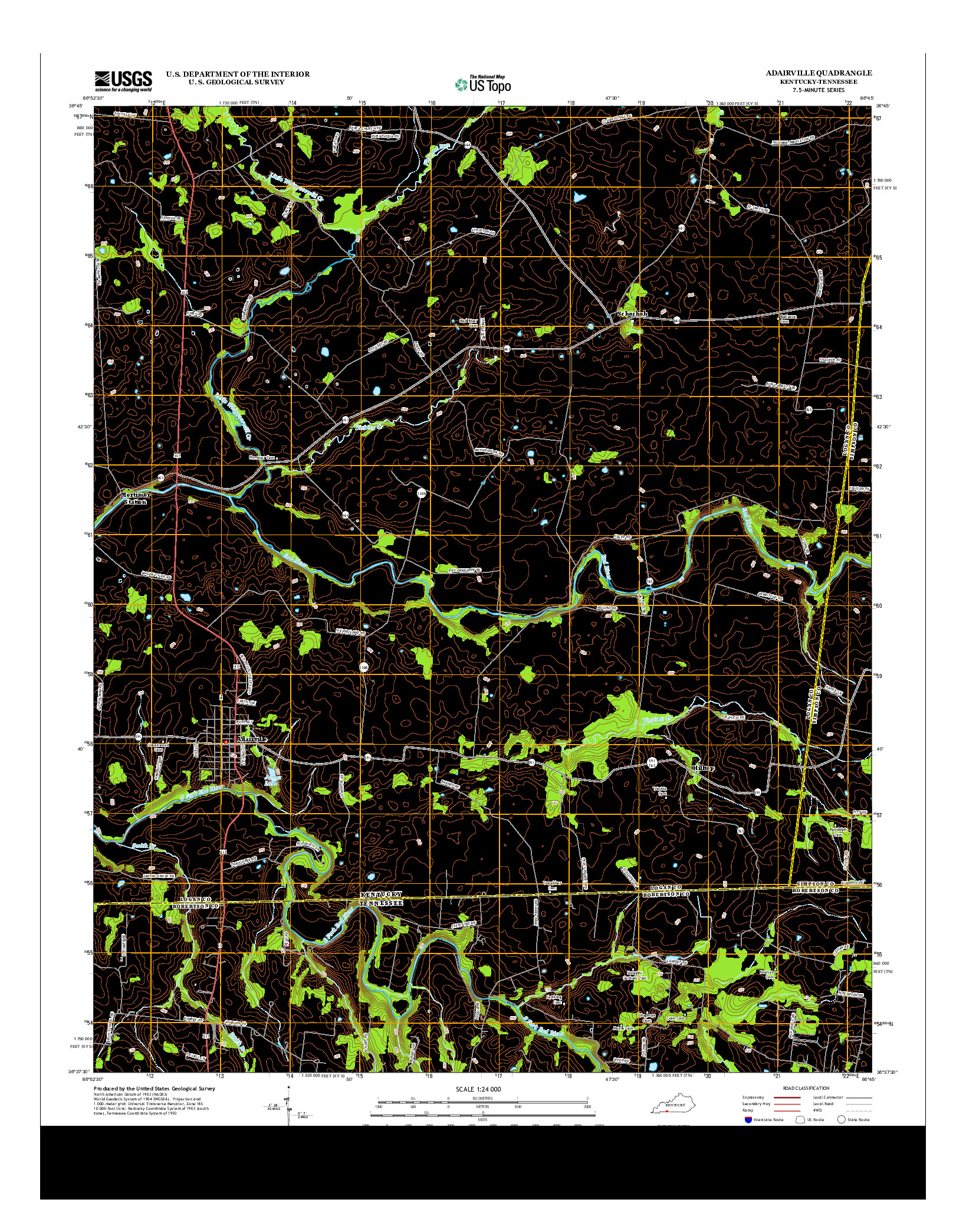 USGS US TOPO 7.5-MINUTE MAP FOR ADAIRVILLE, KY-TN 2013