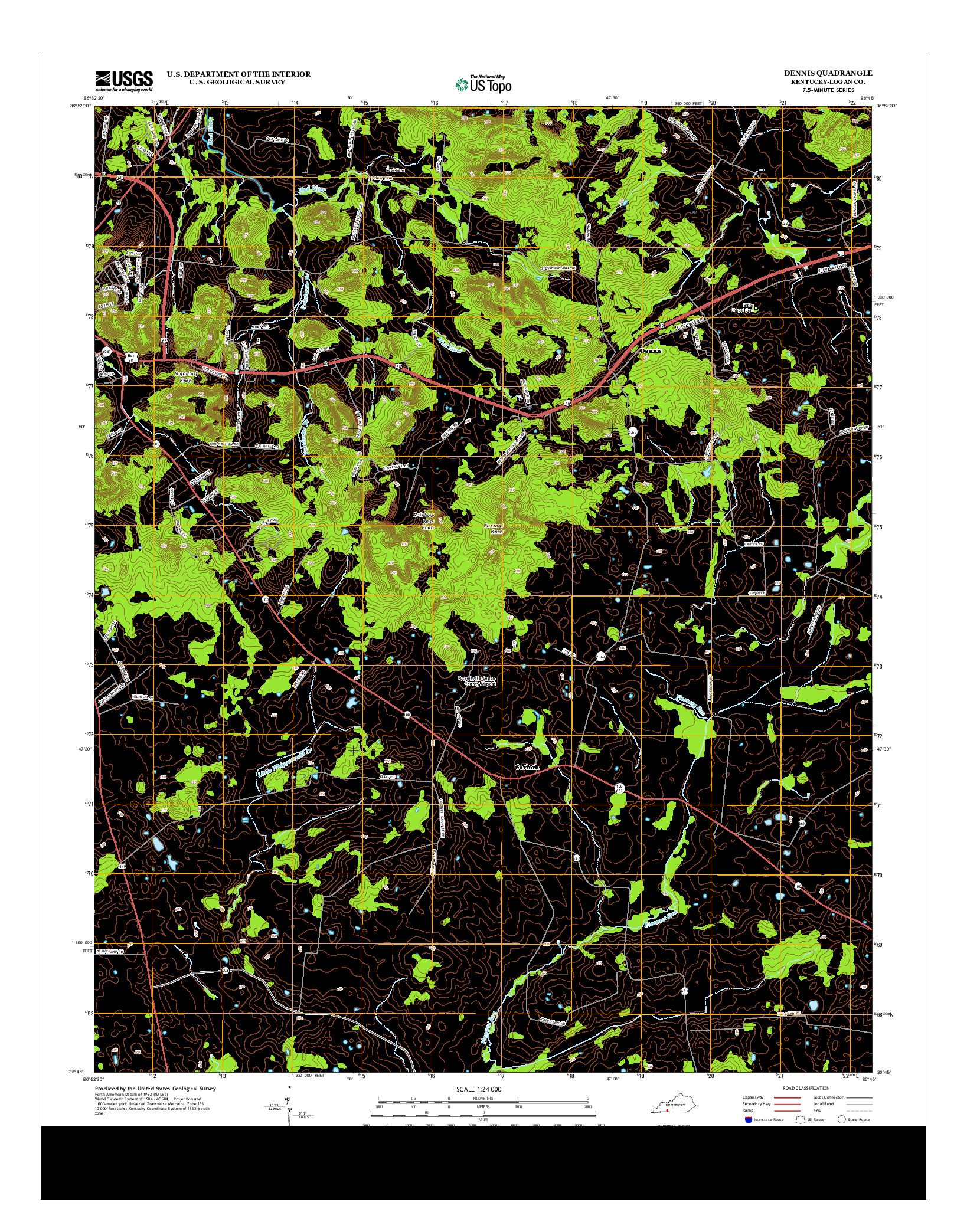 USGS US TOPO 7.5-MINUTE MAP FOR DENNIS, KY 2013