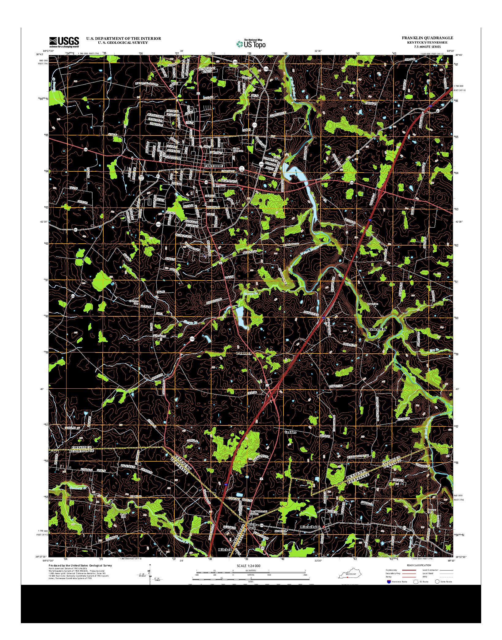 USGS US TOPO 7.5-MINUTE MAP FOR FRANKLIN, KY-TN 2013