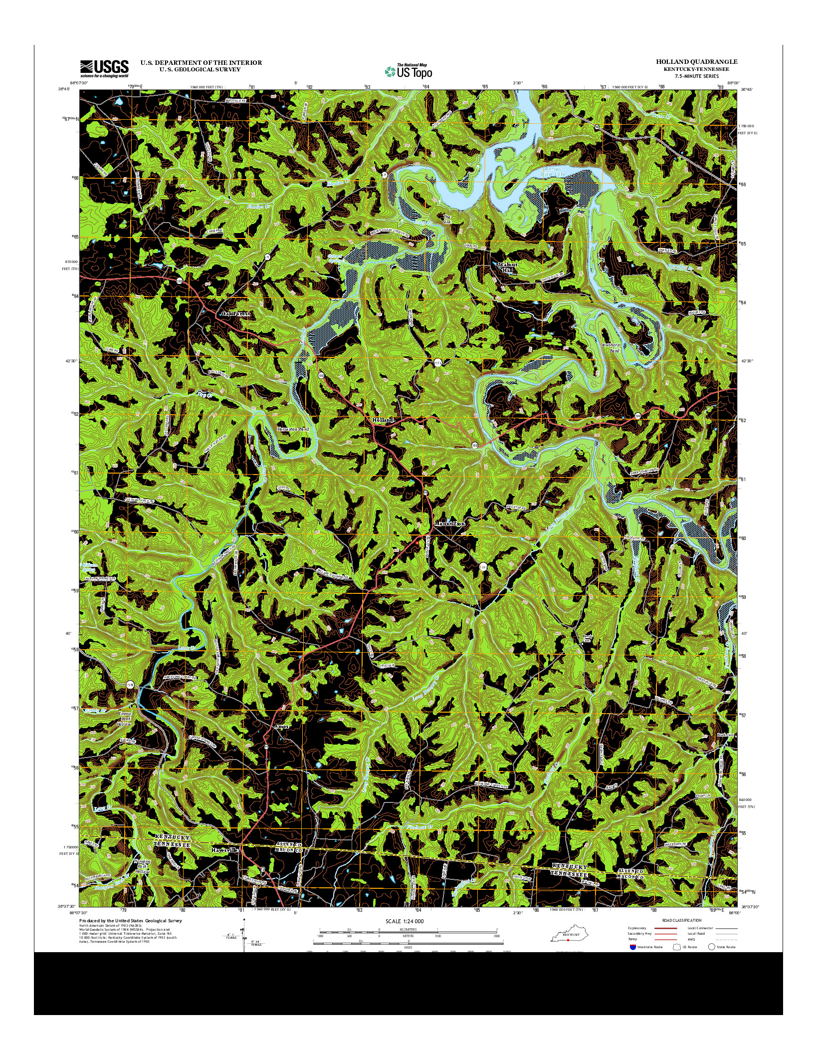 USGS US TOPO 7.5-MINUTE MAP FOR HOLLAND, KY-TN 2013