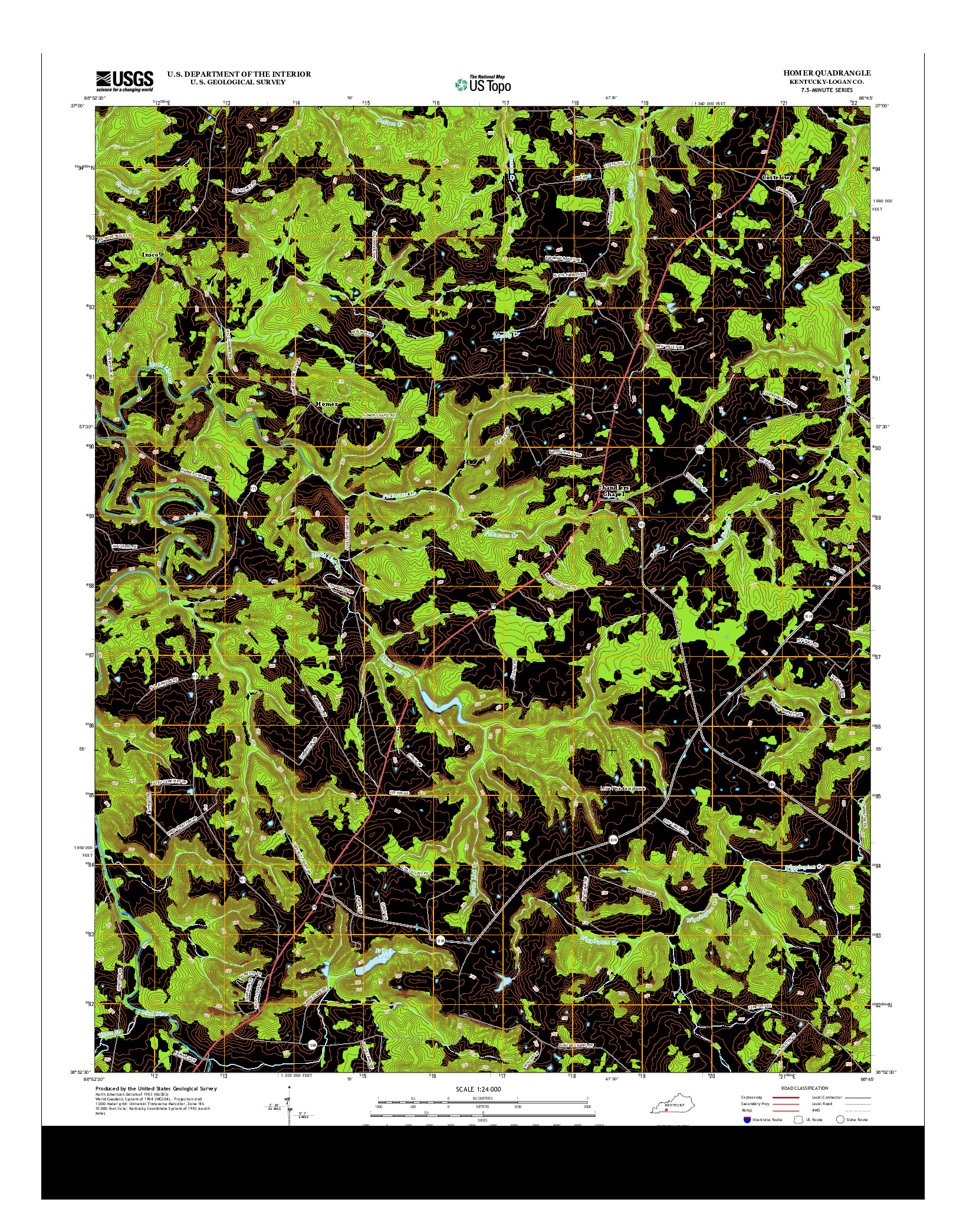 USGS US TOPO 7.5-MINUTE MAP FOR HOMER, KY 2013