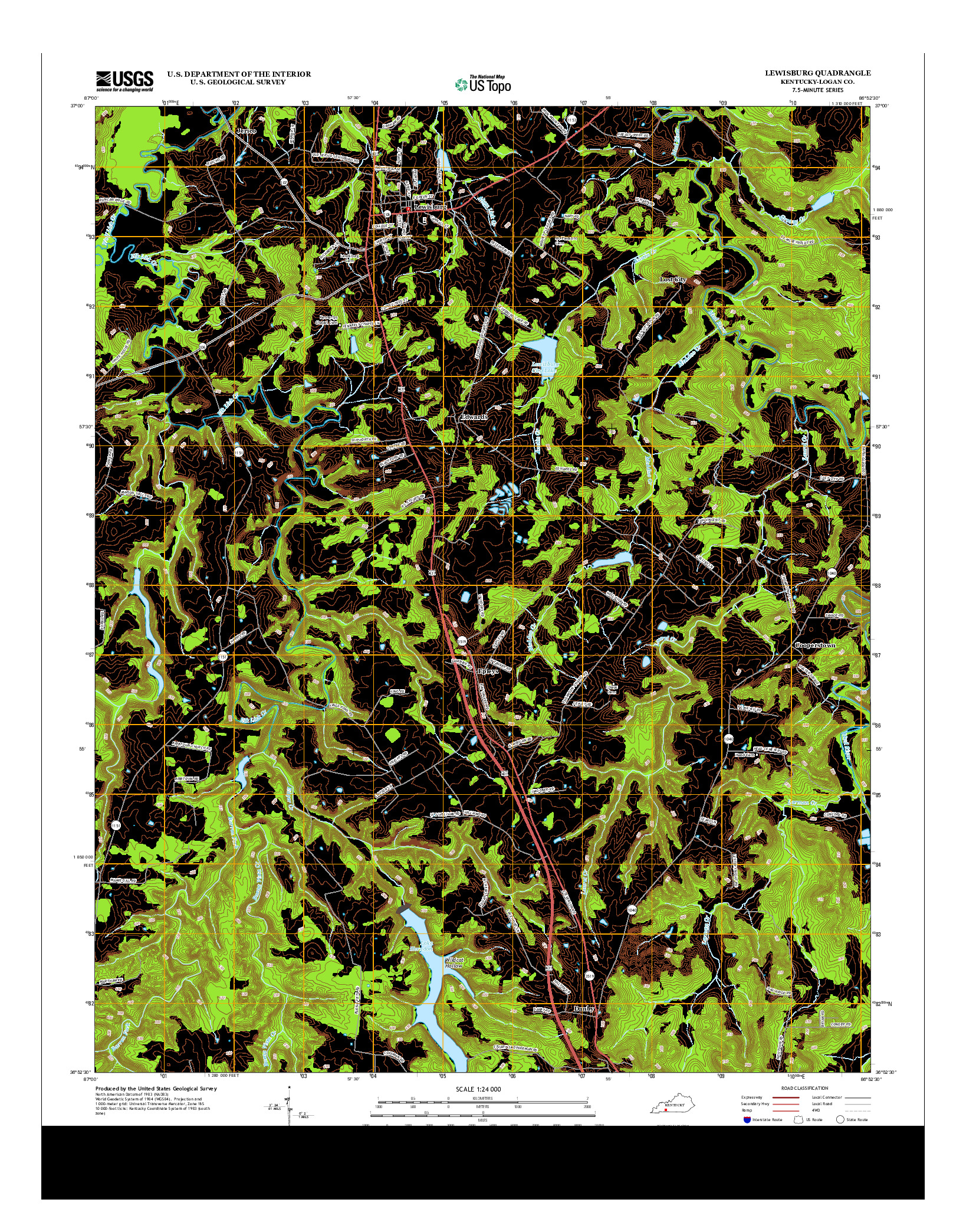 USGS US TOPO 7.5-MINUTE MAP FOR LEWISBURG, KY 2013