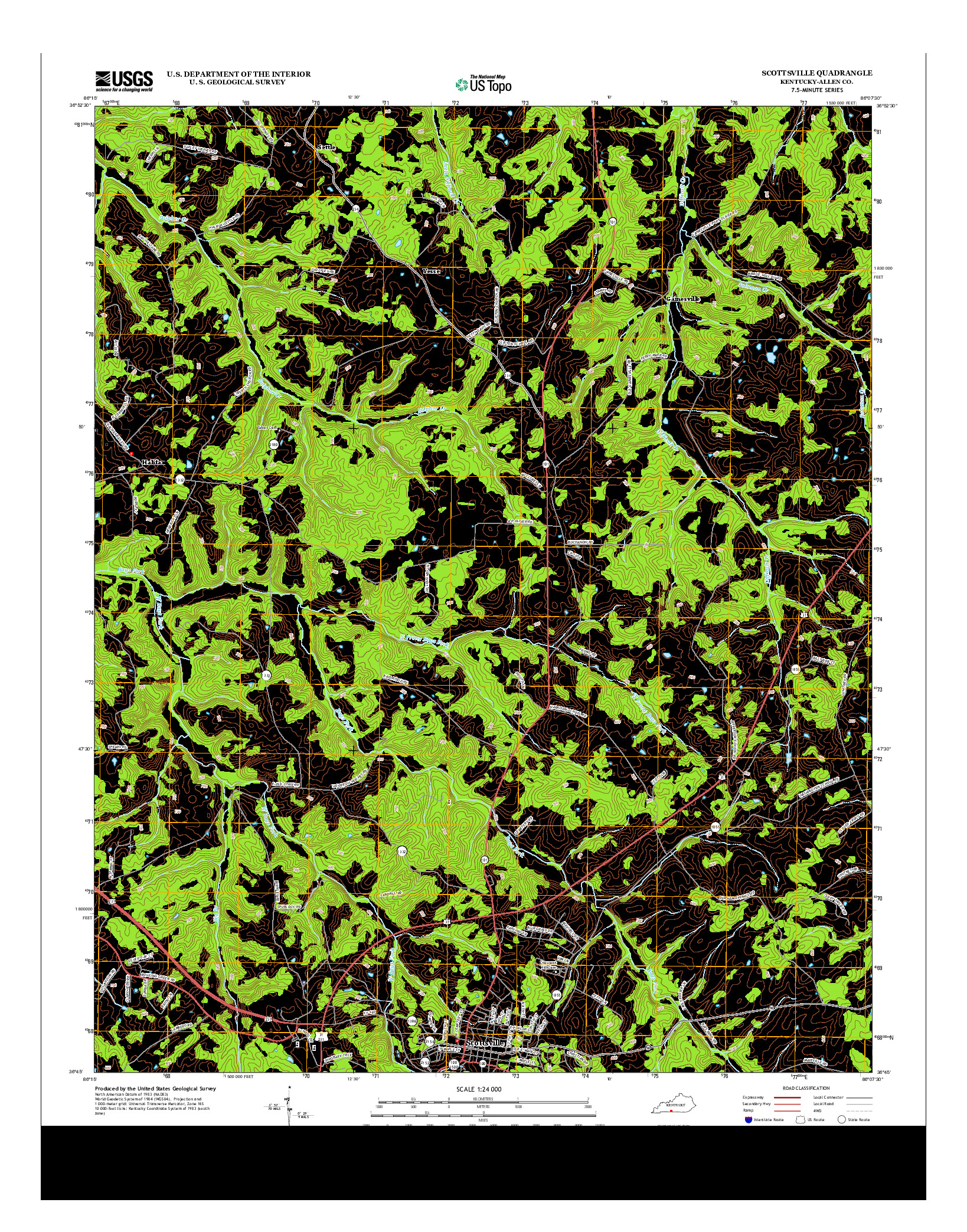 USGS US TOPO 7.5-MINUTE MAP FOR SCOTTSVILLE, KY 2013