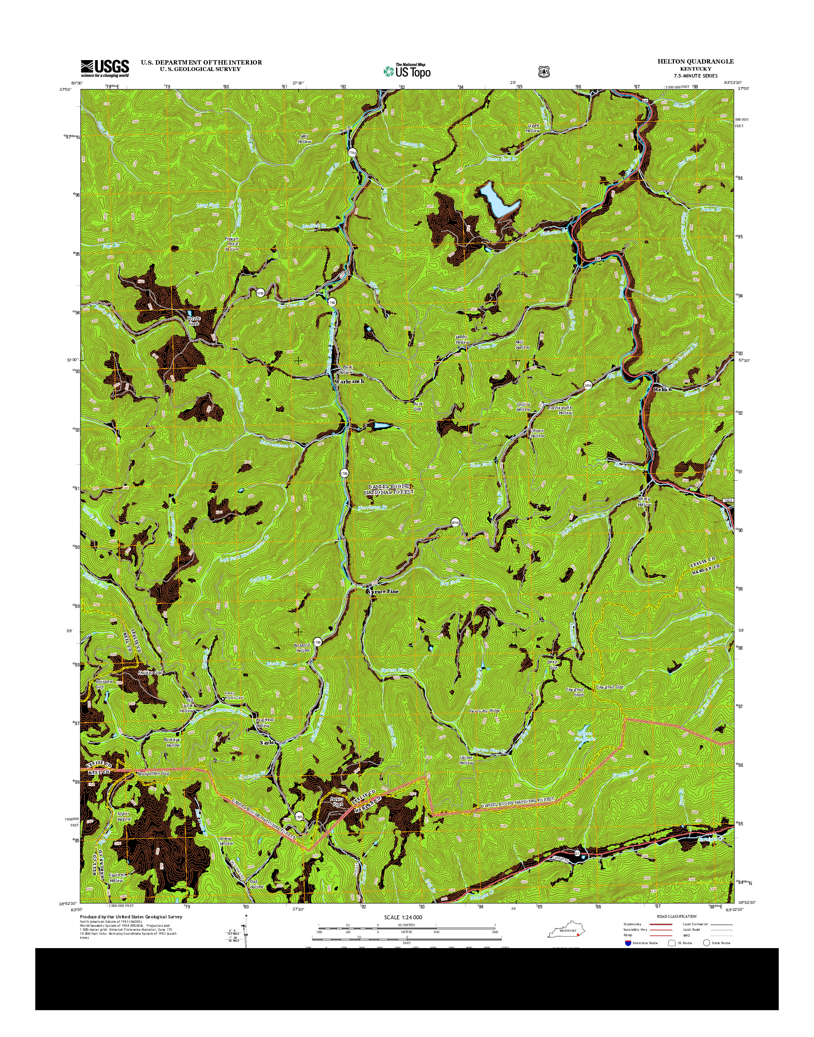 USGS US TOPO 7.5-MINUTE MAP FOR HELTON, KY 2013