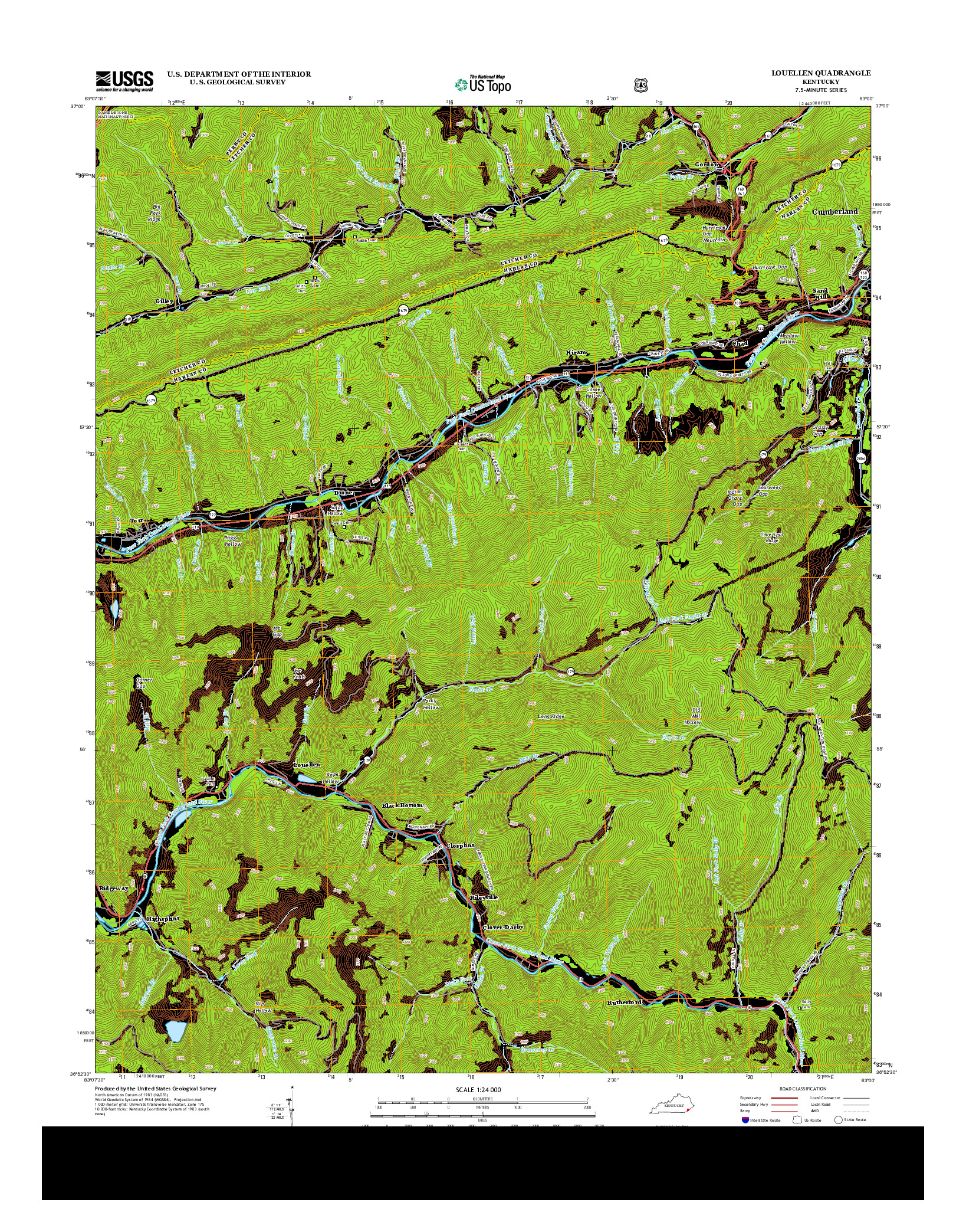 USGS US TOPO 7.5-MINUTE MAP FOR LOUELLEN, KY 2013