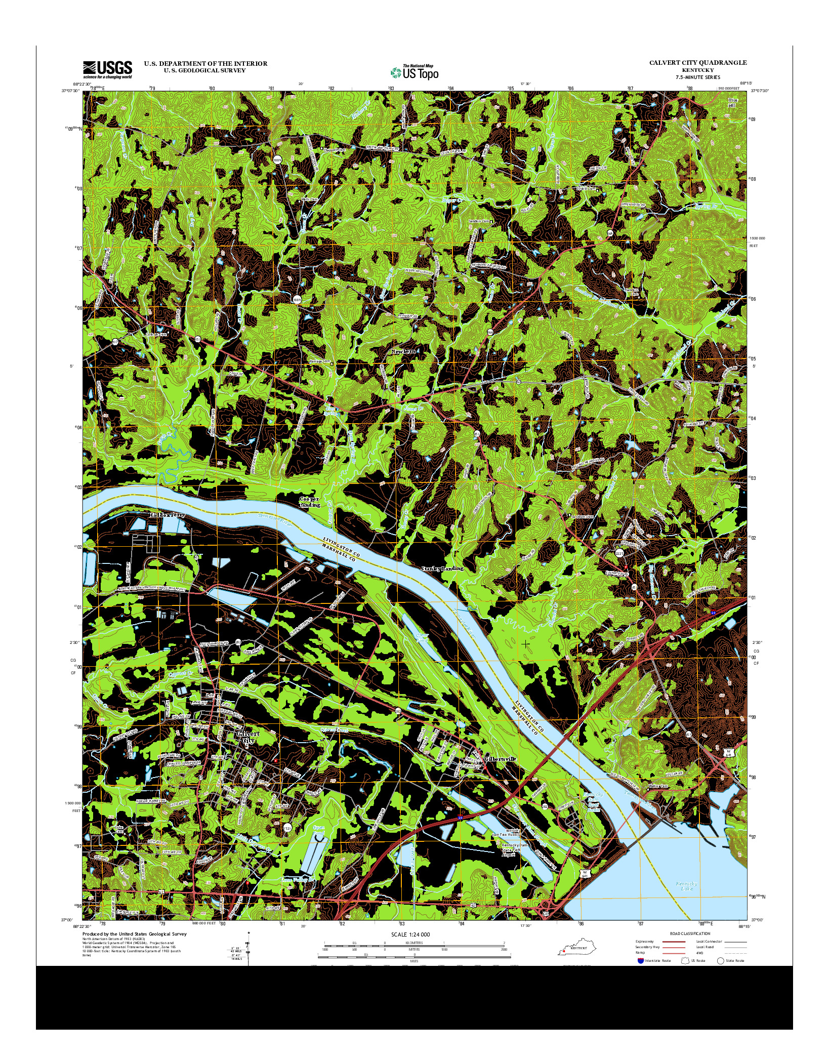 USGS US TOPO 7.5-MINUTE MAP FOR CALVERT CITY, KY 2013