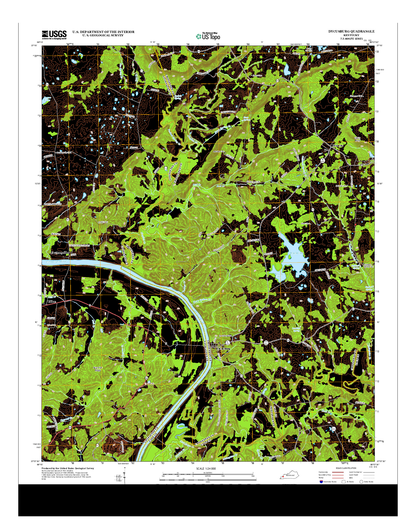 USGS US TOPO 7.5-MINUTE MAP FOR DYCUSBURG, KY 2013