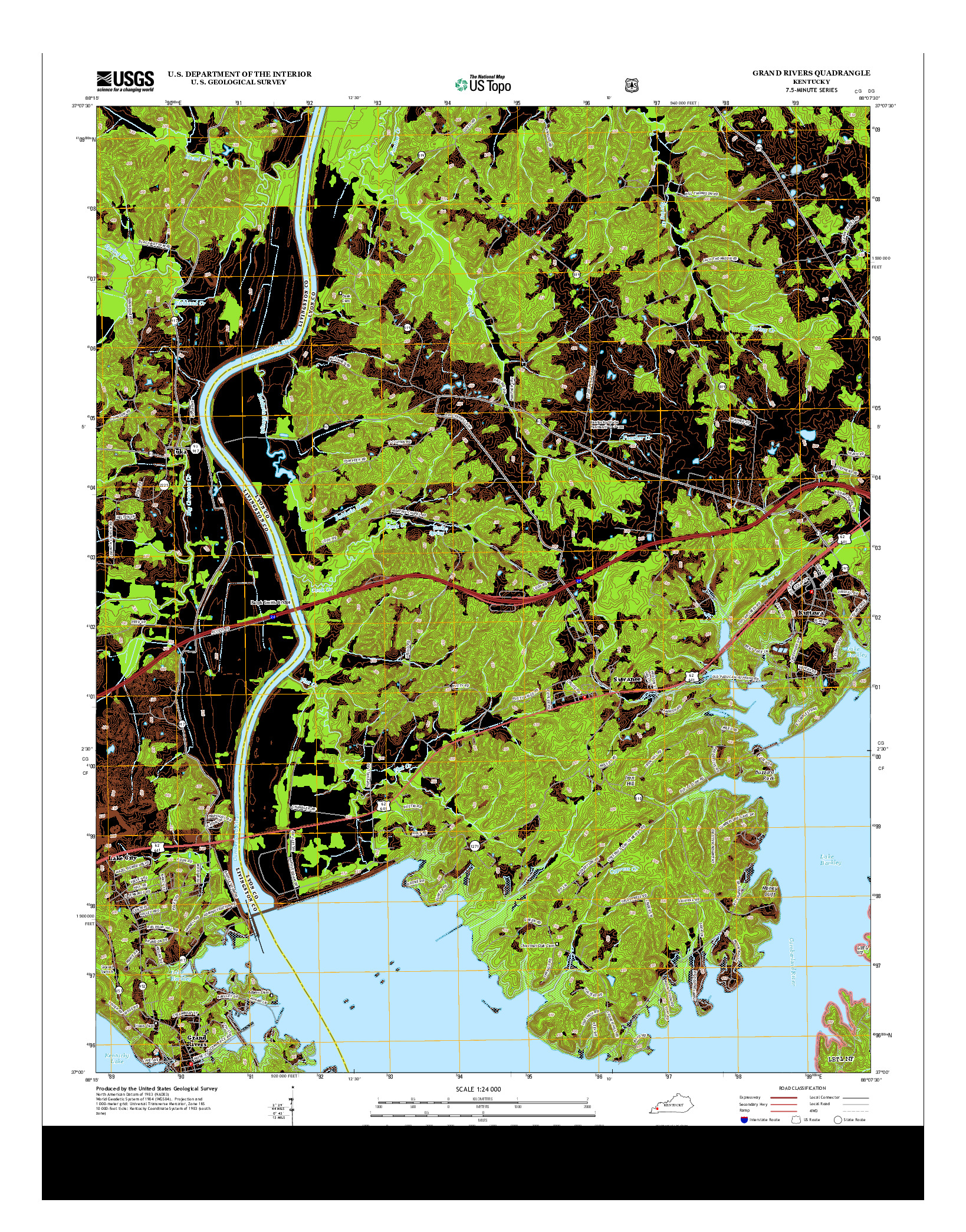 USGS US TOPO 7.5-MINUTE MAP FOR GRAND RIVERS, KY 2013