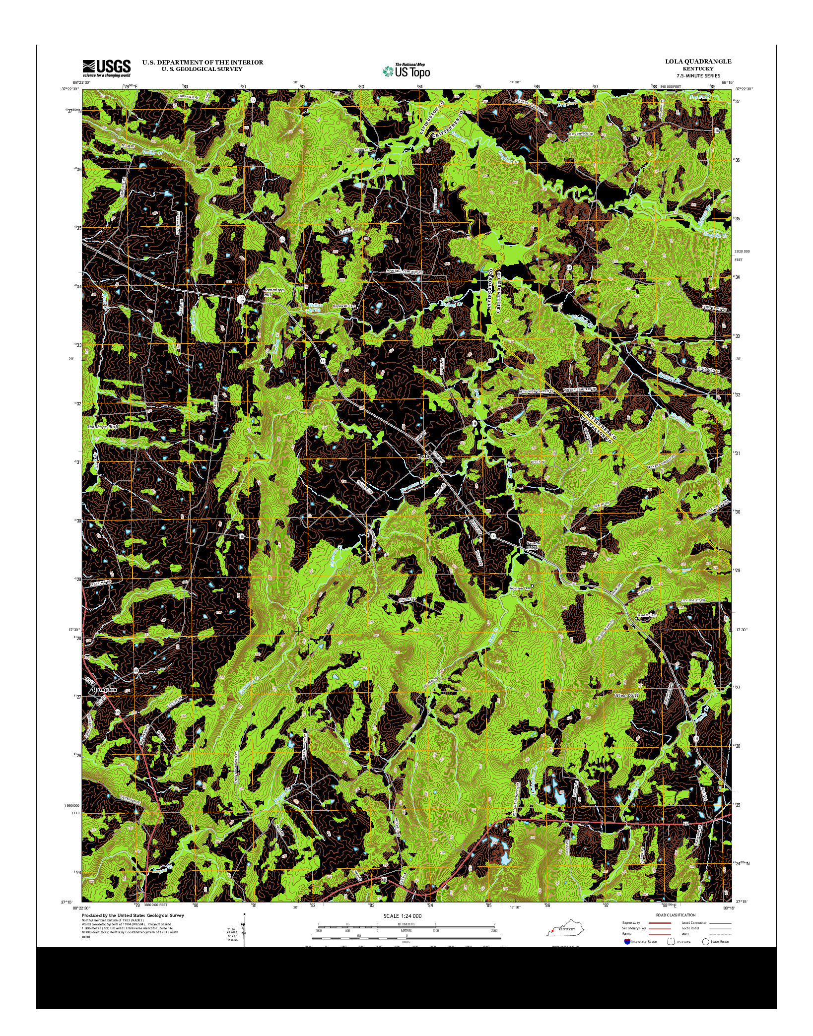 USGS US TOPO 7.5-MINUTE MAP FOR LOLA, KY 2013