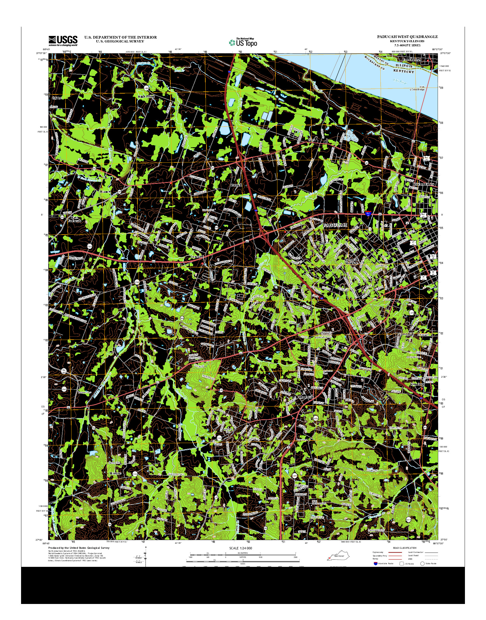 USGS US TOPO 7.5-MINUTE MAP FOR PADUCAH WEST, KY-IL 2013