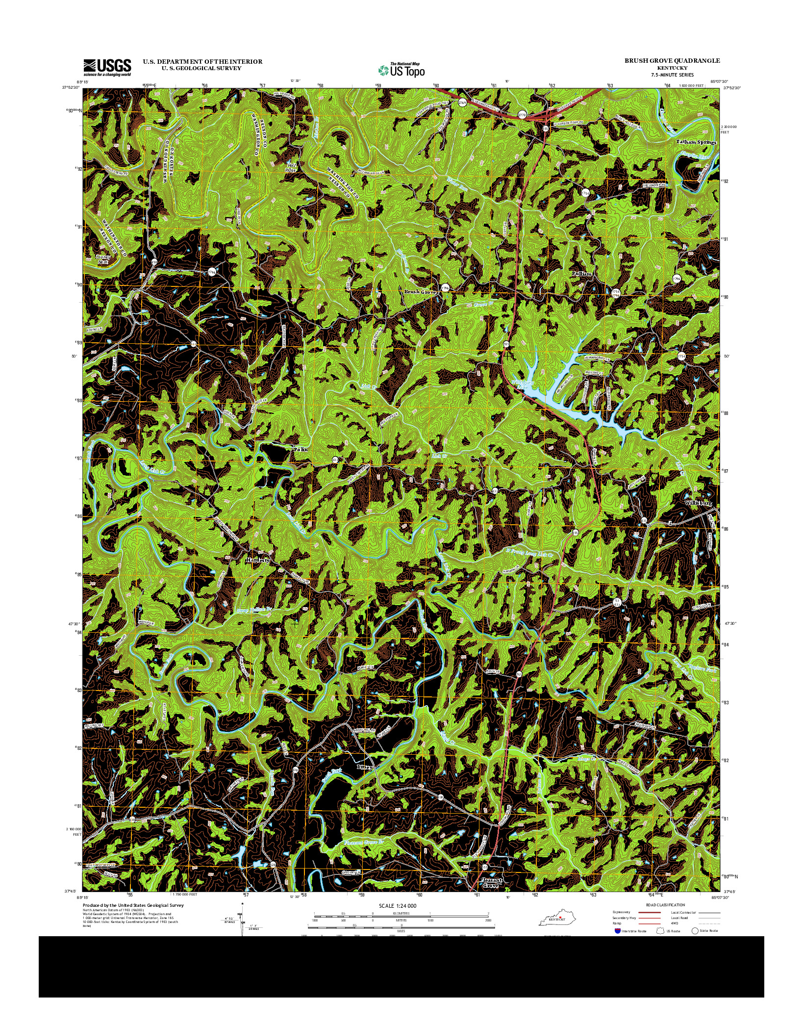 USGS US TOPO 7.5-MINUTE MAP FOR BRUSH GROVE, KY 2013