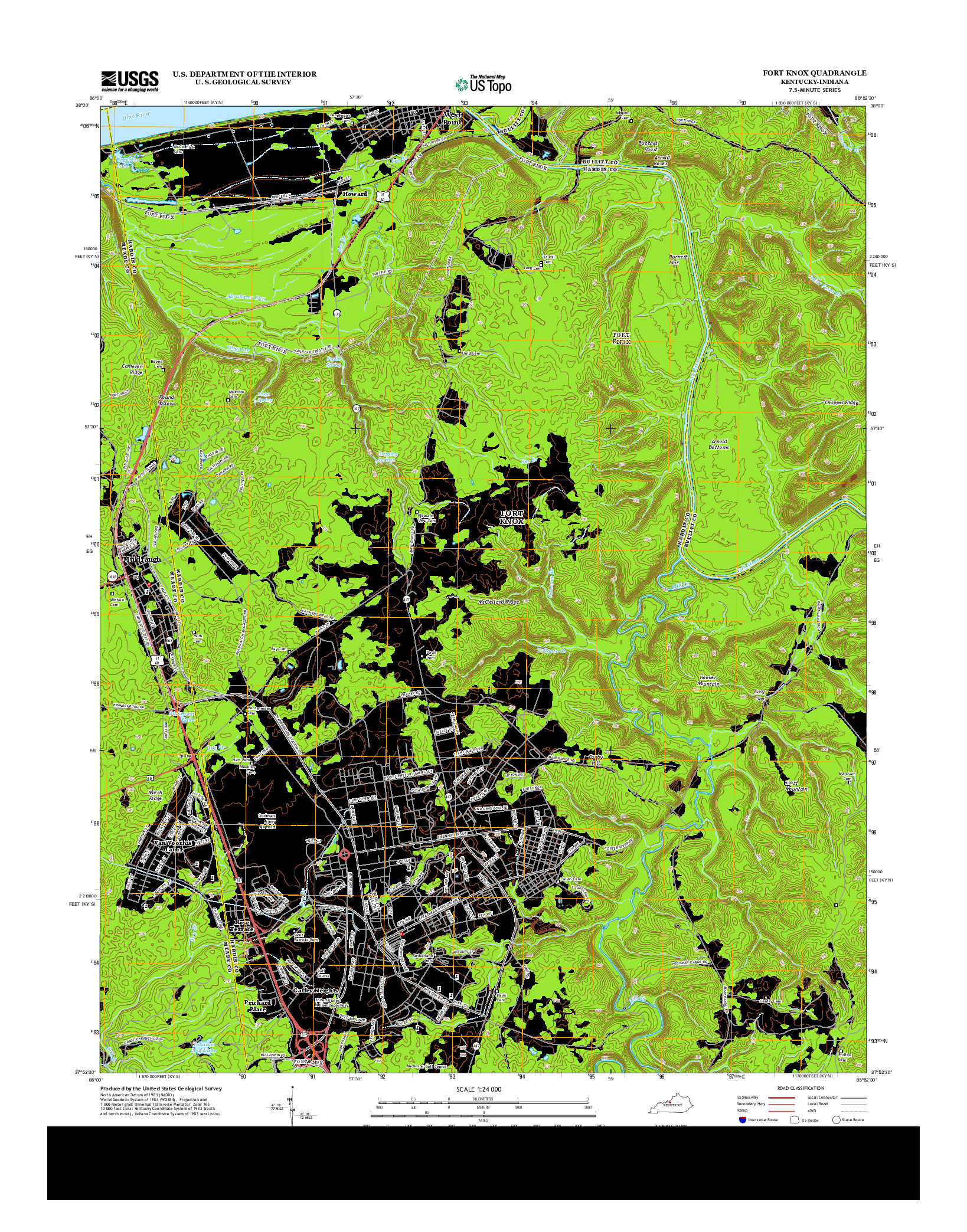 USGS US TOPO 7.5-MINUTE MAP FOR FORT KNOX, KY-IN 2013