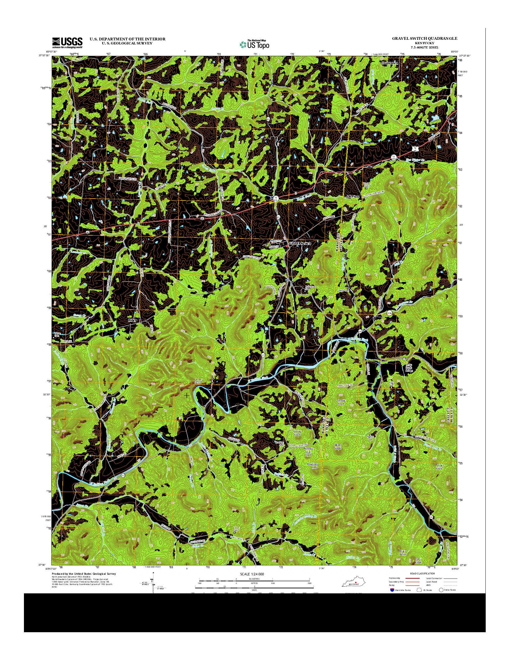 USGS US TOPO 7.5-MINUTE MAP FOR GRAVEL SWITCH, KY 2013