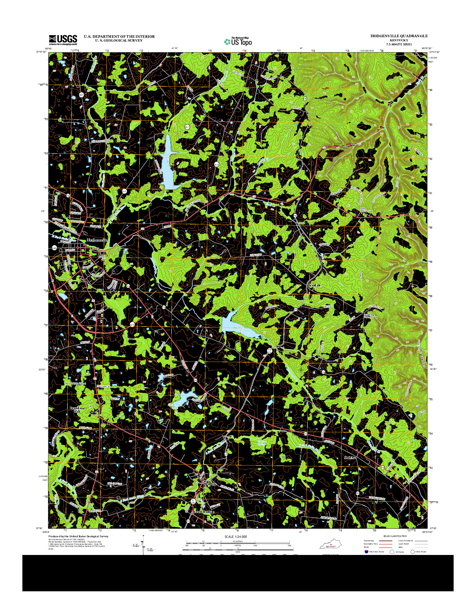 USGS US TOPO 7.5-MINUTE MAP FOR HODGENVILLE, KY 2013