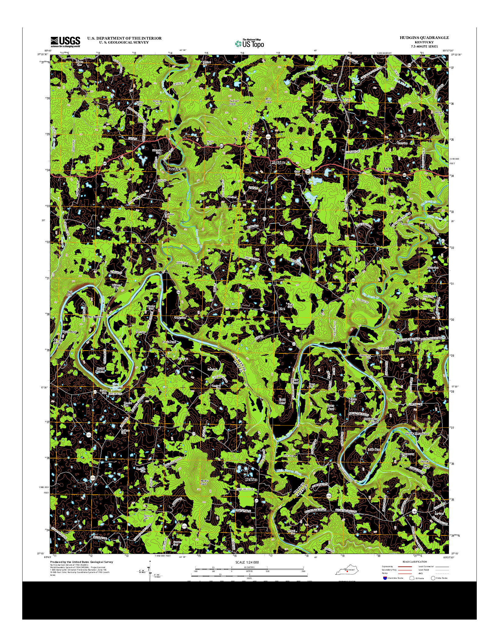 USGS US TOPO 7.5-MINUTE MAP FOR HUDGINS, KY 2013