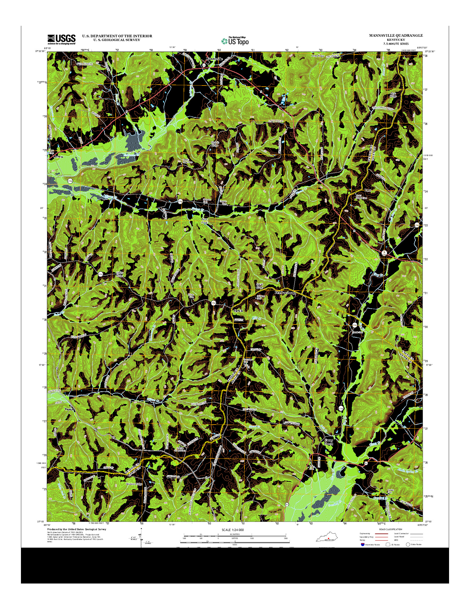 USGS US TOPO 7.5-MINUTE MAP FOR MANNSVILLE, KY 2013