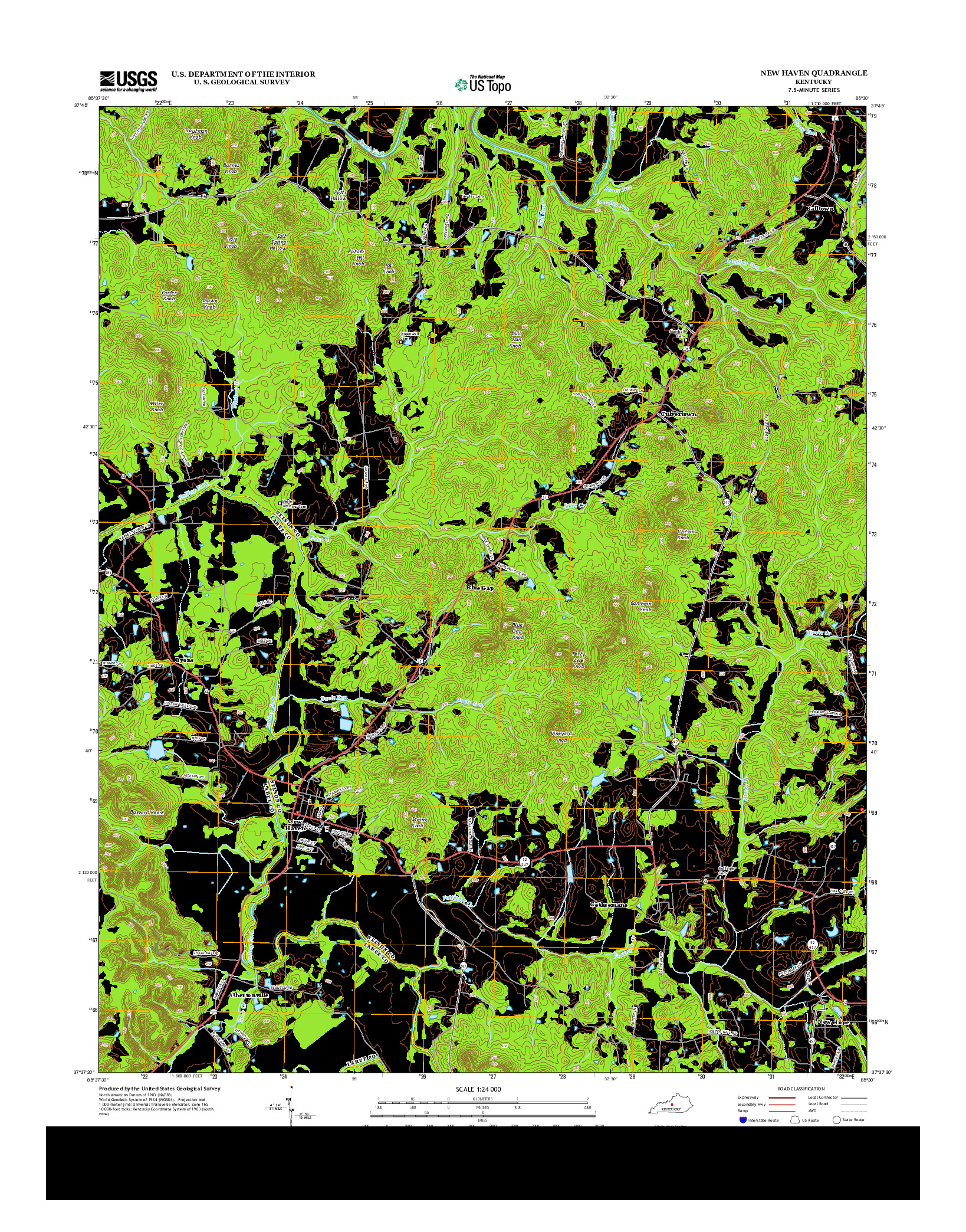 USGS US TOPO 7.5-MINUTE MAP FOR NEW HAVEN, KY 2013