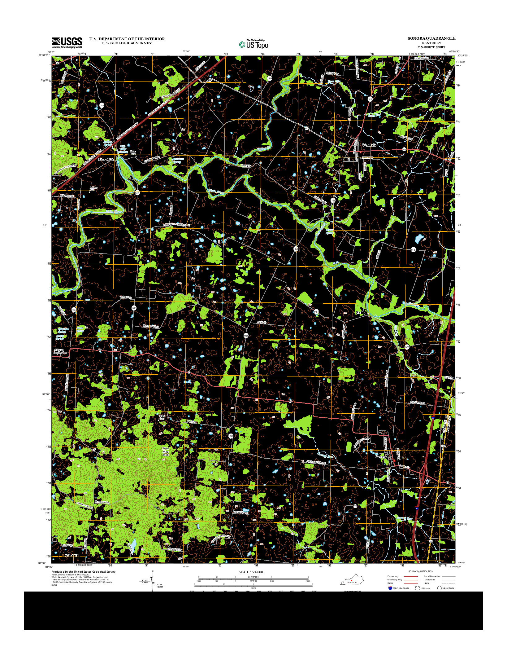 USGS US TOPO 7.5-MINUTE MAP FOR SONORA, KY 2013