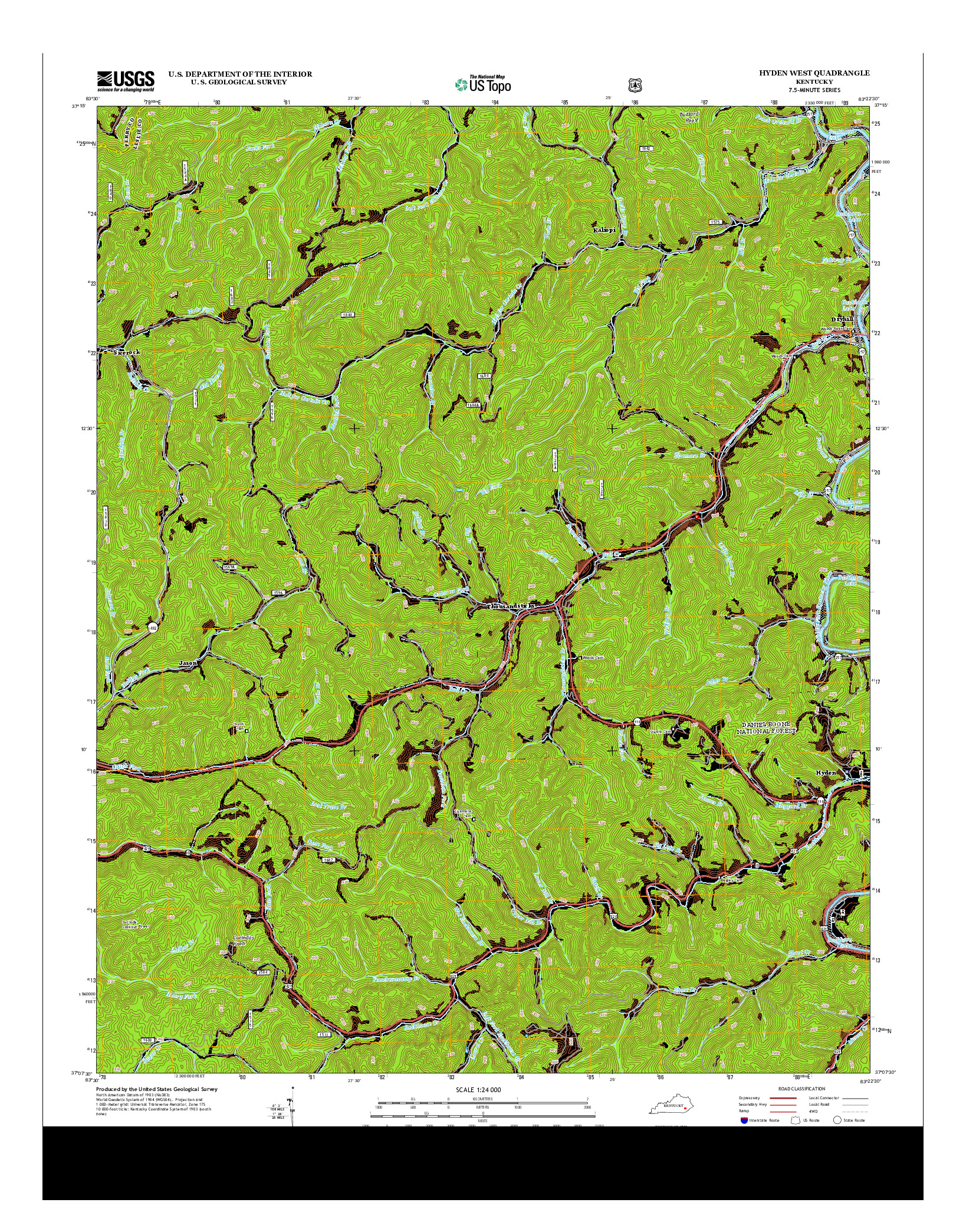 USGS US TOPO 7.5-MINUTE MAP FOR HYDEN WEST, KY 2013