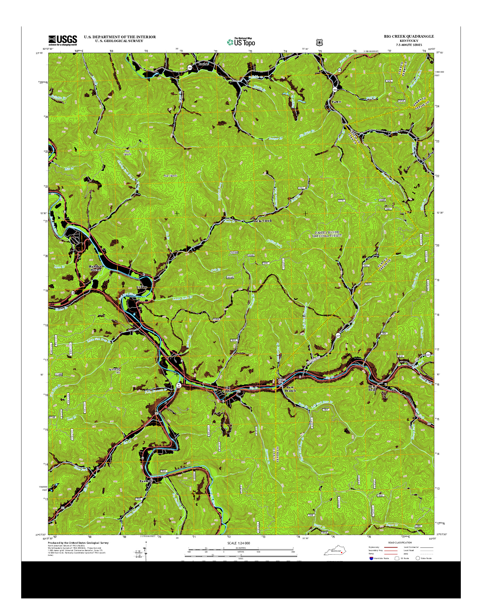 USGS US TOPO 7.5-MINUTE MAP FOR BIG CREEK, KY 2013