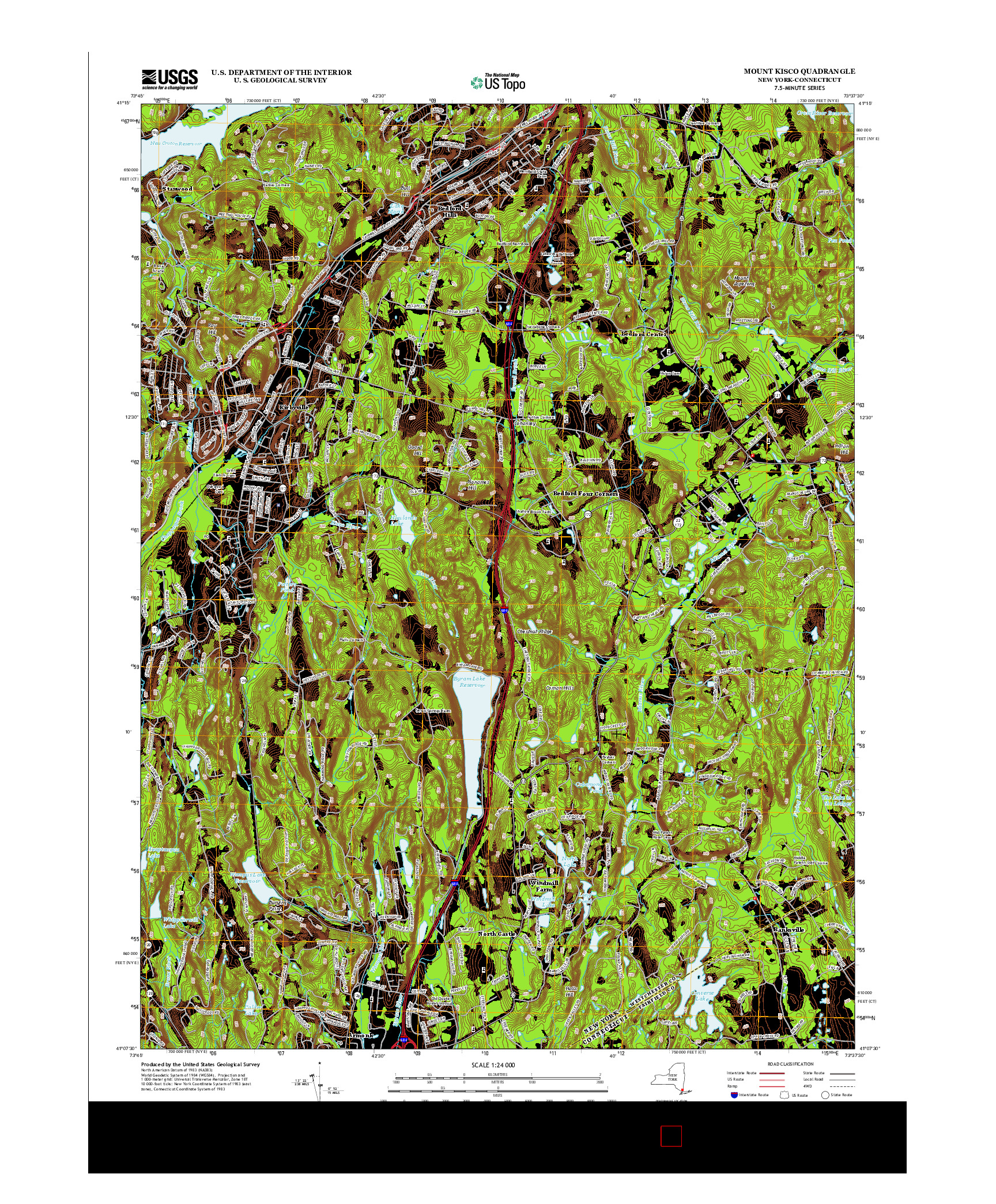 USGS US TOPO 7.5-MINUTE MAP FOR MOUNT KISCO, NY-CT 2013