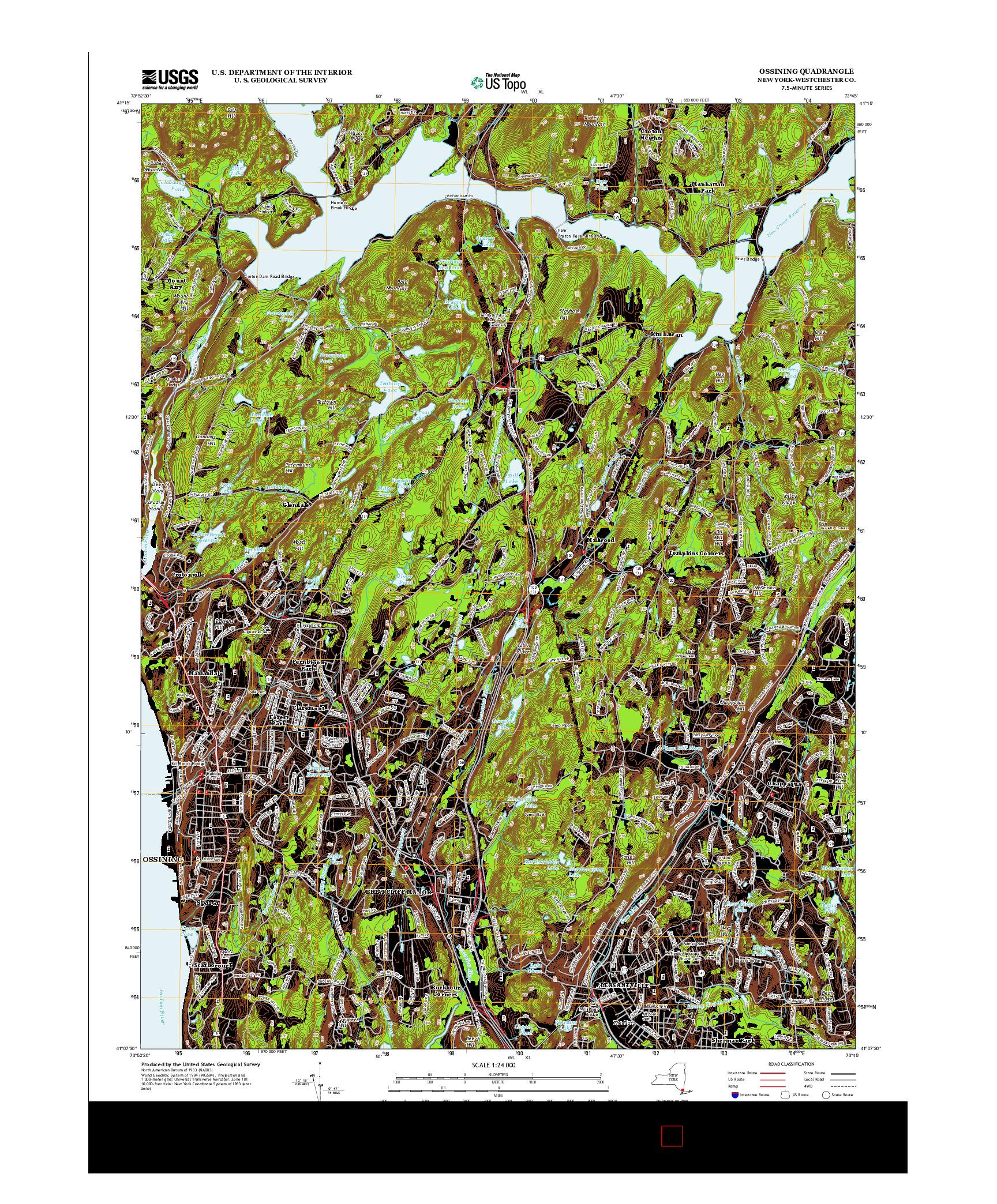 USGS US TOPO 7.5-MINUTE MAP FOR OSSINING, NY 2013