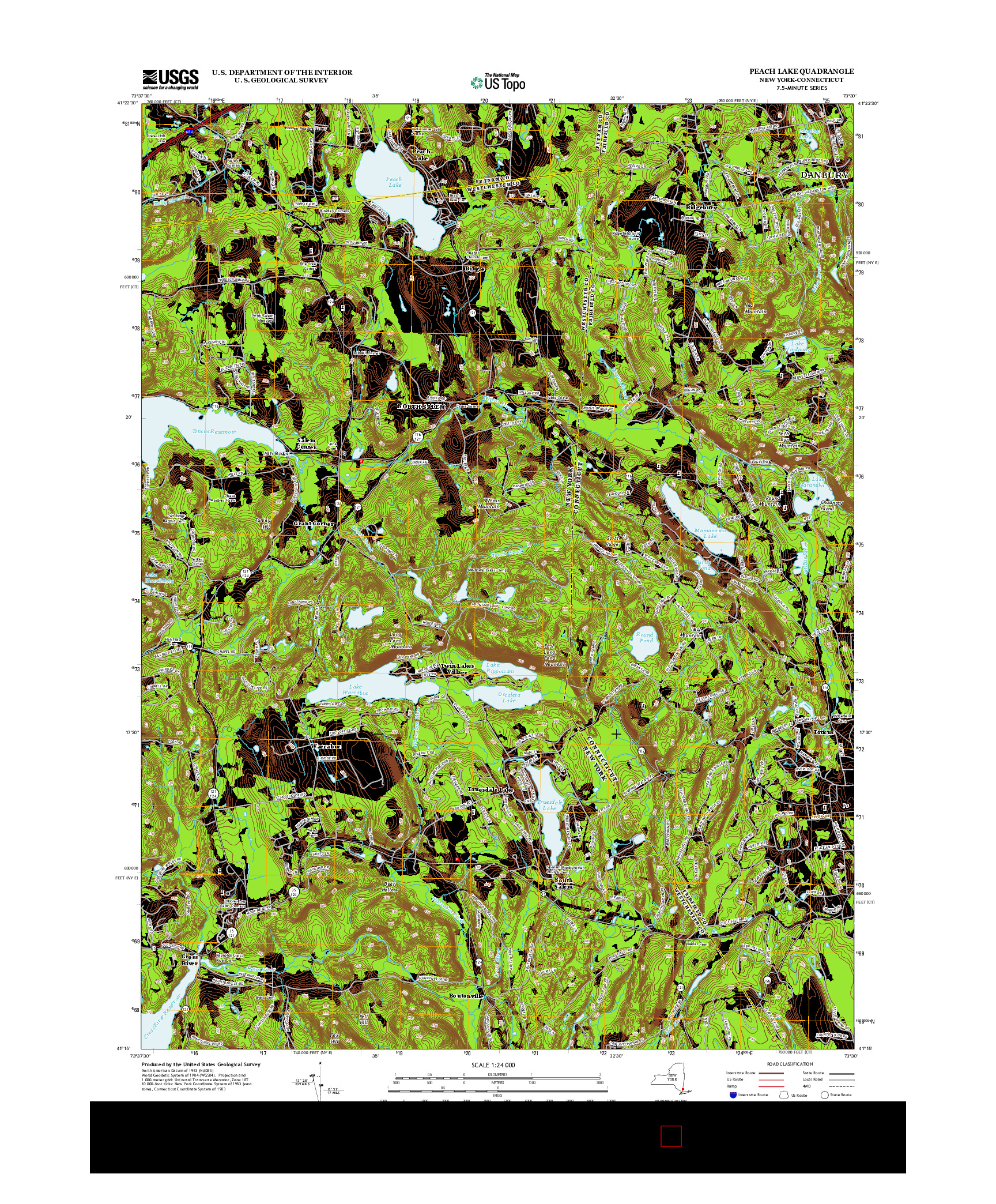 USGS US TOPO 7.5-MINUTE MAP FOR PEACH LAKE, NY-CT 2013
