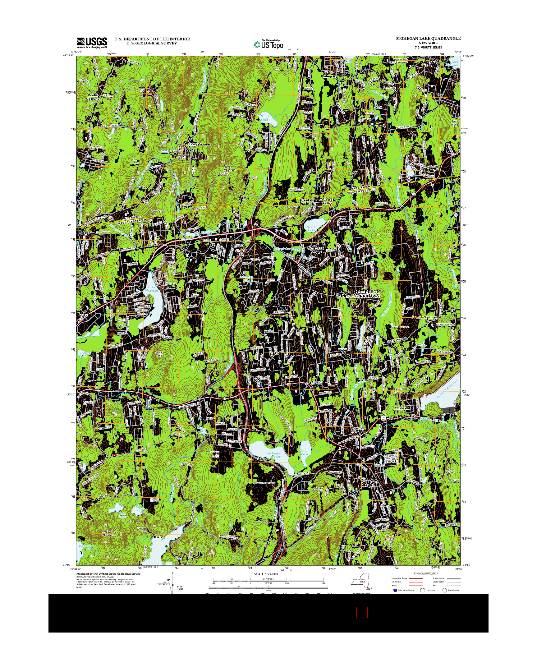 USGS US TOPO 7.5-MINUTE MAP FOR MOHEGAN LAKE, NY 2013