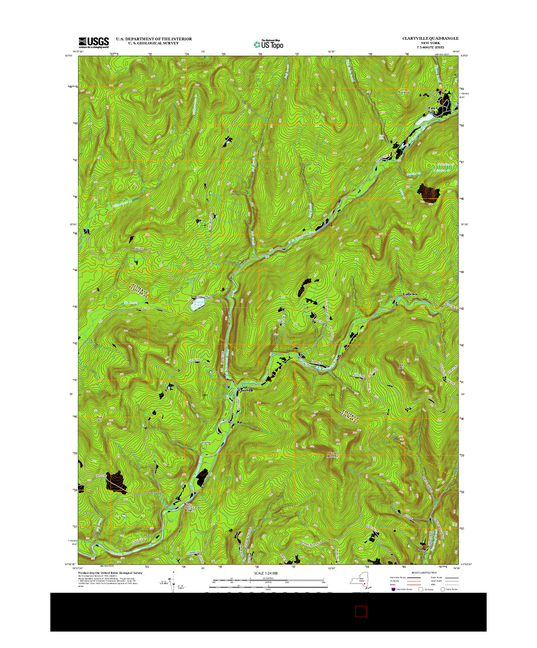 USGS US TOPO 7.5-MINUTE MAP FOR CLARYVILLE, NY 2013